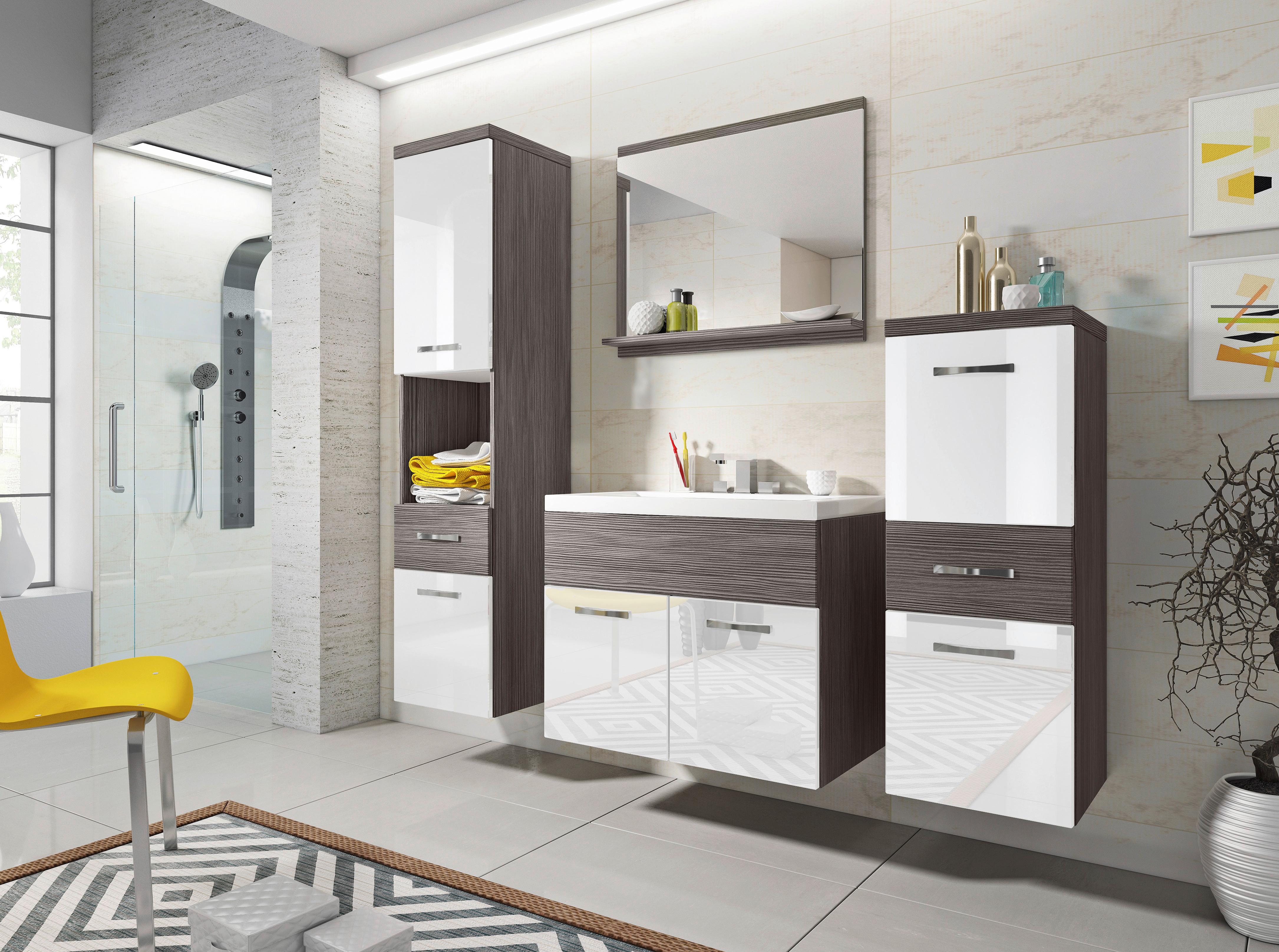 Badezimmer Alba in Weiß und Eichefarben