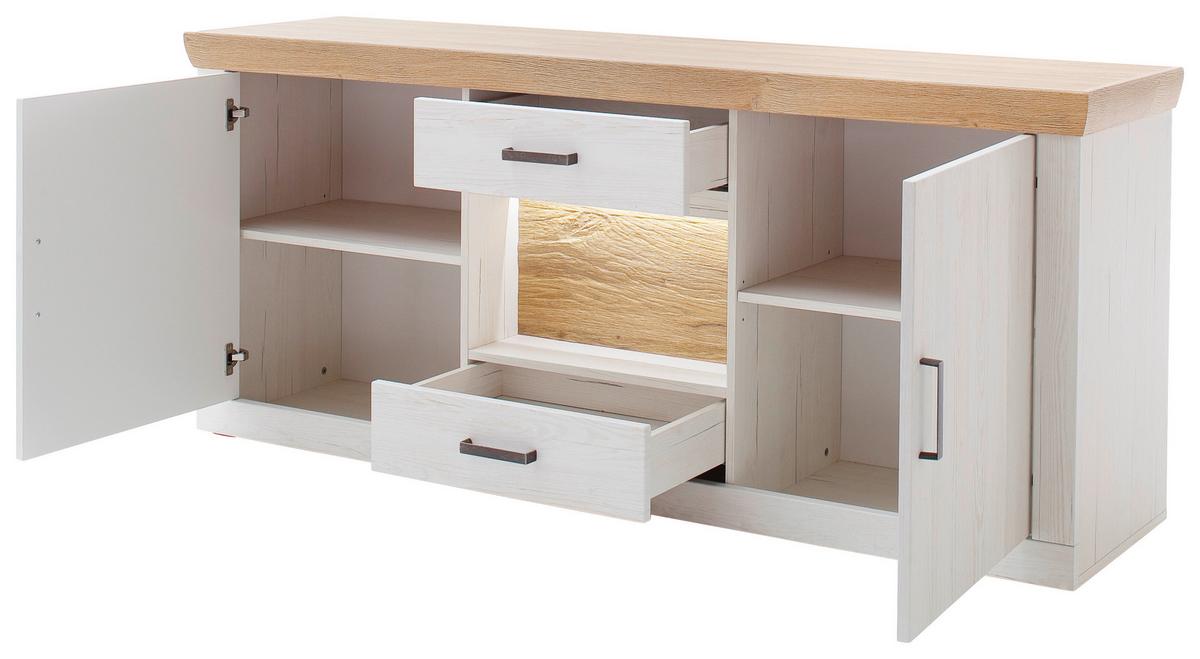 Sideboard B: 181 cm Madrid Eiche-/Pinienfarben - Eichefarben/Schwarz, Design, Holzwerkstoff (181/78/47cm) - MID.YOU