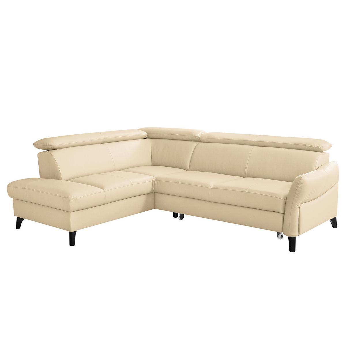 Ecksofa Note New Teilleder Beige 199x244 - Beige/Schwarz, Design, Leder/Textil (199/244cm) - Livetastic