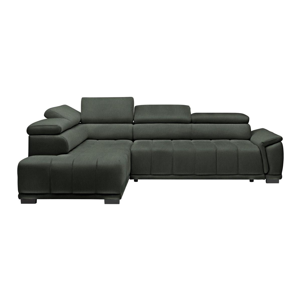 Rohová sedačka GRINALDI, levá, tmavě zelená - černá/tmavě zelená, Moderní, textil/plast (206/283cm) - Premium Living