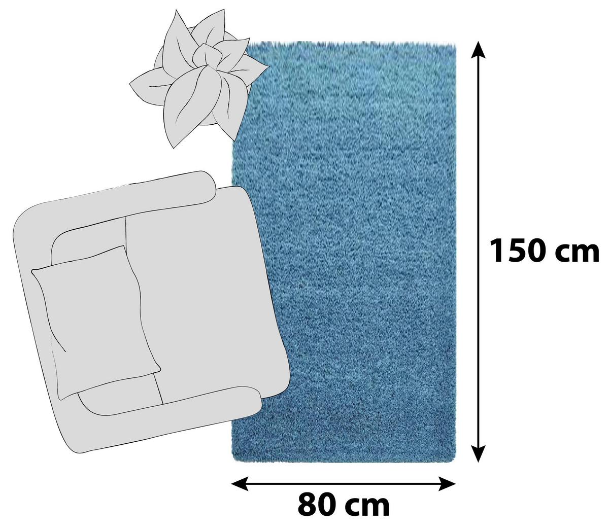 Hochflor Teppich Türkis Dream 80x150 cm - Türkis, KONVENTIONELL, Textil (80/150cm) - Novel