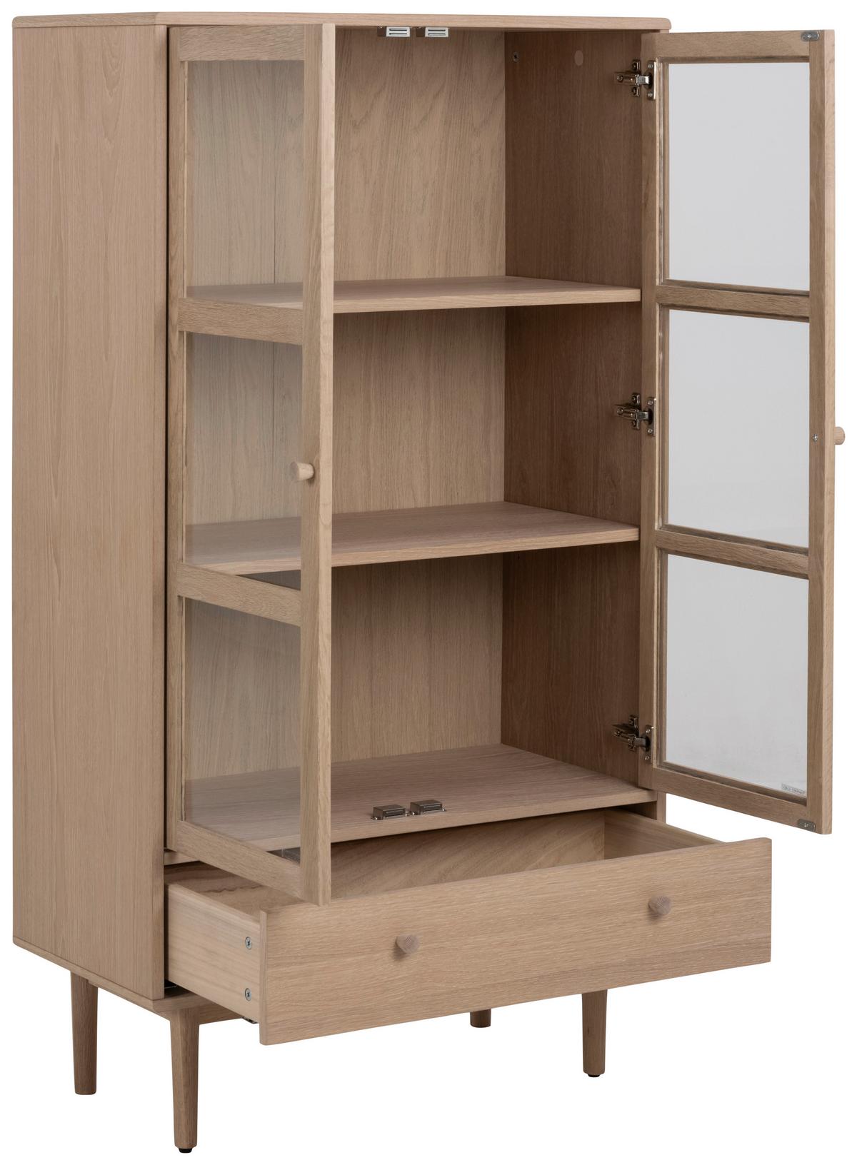 Vitrine Aston - Eichefarben, MODERN, Glas/Holz (80/144,5/40cm) - MID.YOU