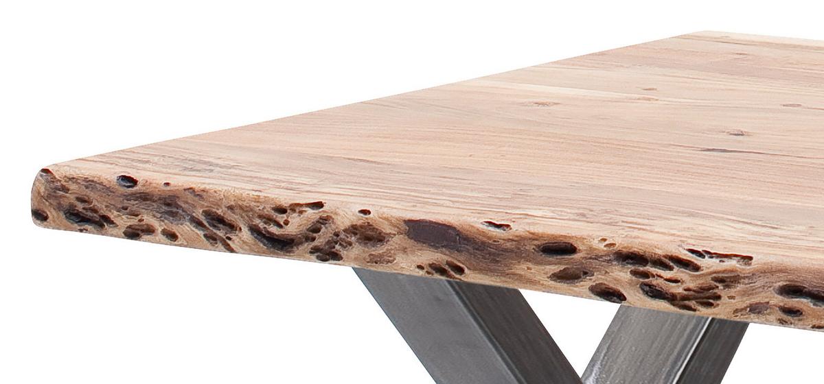 Couchtisch Holz mit Massiver Tischplatte Cartagena, Akazie - Akaziefarben/Nickelfarben, MODERN, Holz/Metall (75/45/75cm)