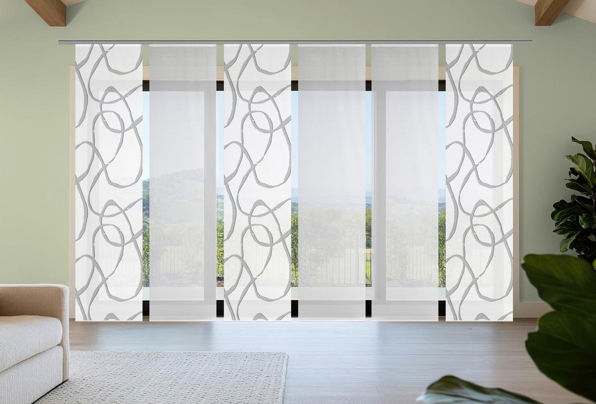 Flächenvorhang Ophelia 6er Set - Grau Hochglanz/Weiß, KONVENTIONELL, Textil (60/260cm)