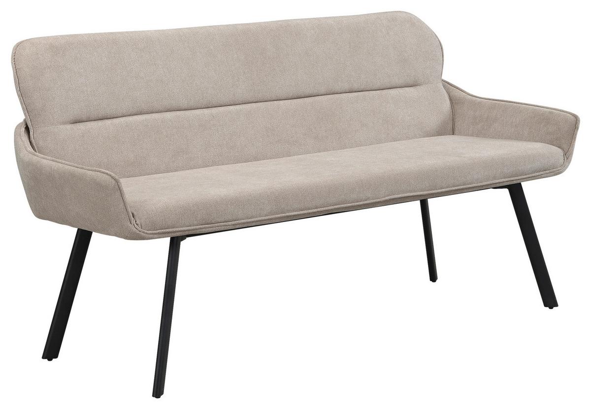 Sitzbank Rico - Taupe/Schwarz, MODERN, Textil/Metall (160/90/62cm) - MID.YOU