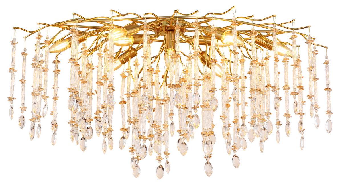 Deckenleuchte Gloria Kristalgllas, ca. 100x55x48 cm - Klar/Goldfarben, KONVENTIONELL, Glas/Metall (100/55/48cm) - Globo