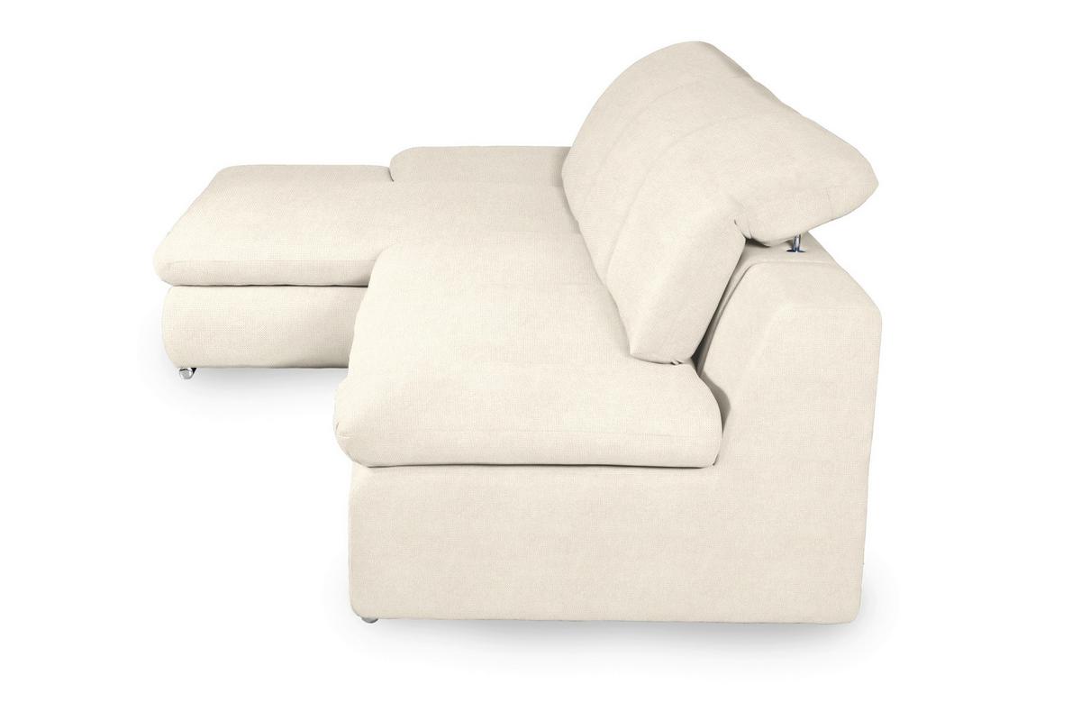 Ecksofa Isona Creme Chenille - Chromfarben/Creme, Design, Textil (165/286cm) - Livetastic