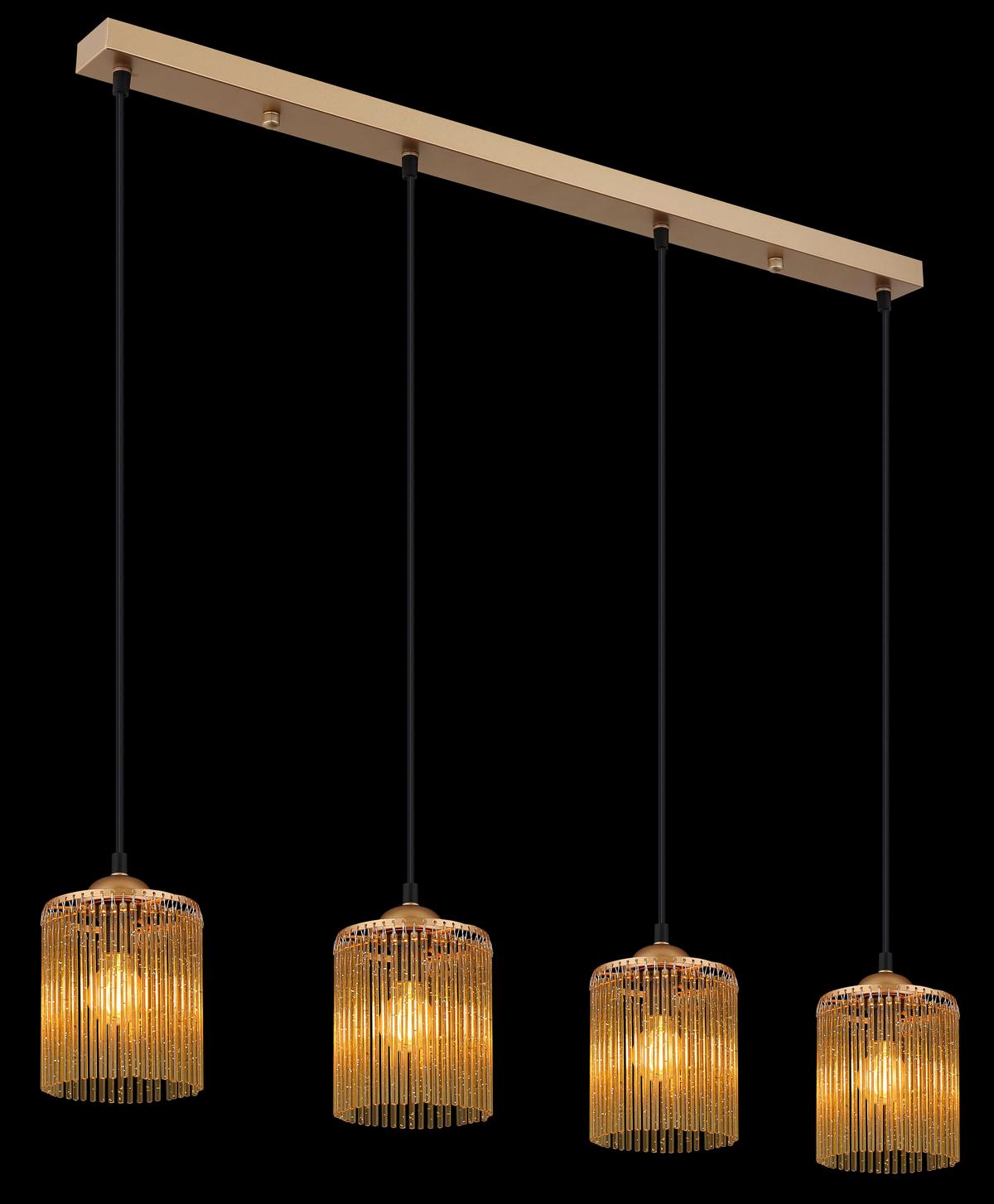 Hängeleuchte Exkl. E14, 40w - Goldfarben/Schwarz, Design, Kunststoff/Metall (87/12/133cm) - Globo