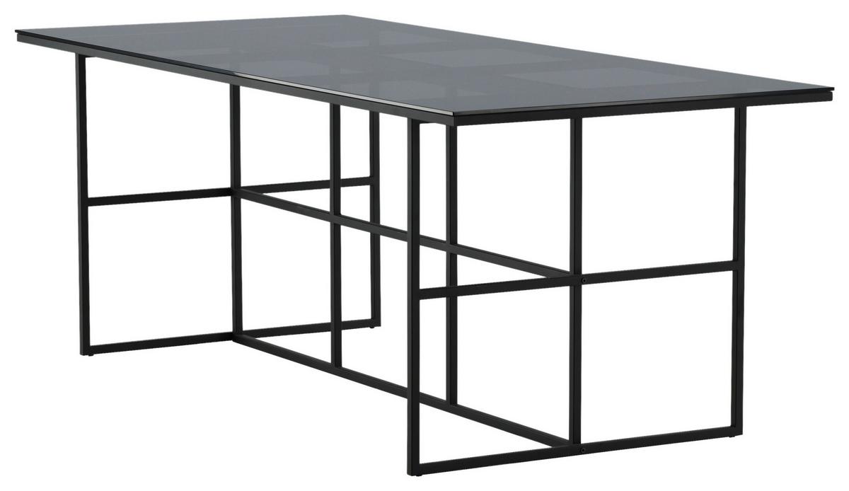 Esstisch Leif - Schwarz, Design, Glas/Metall (200/90/74cm) - Livetastic