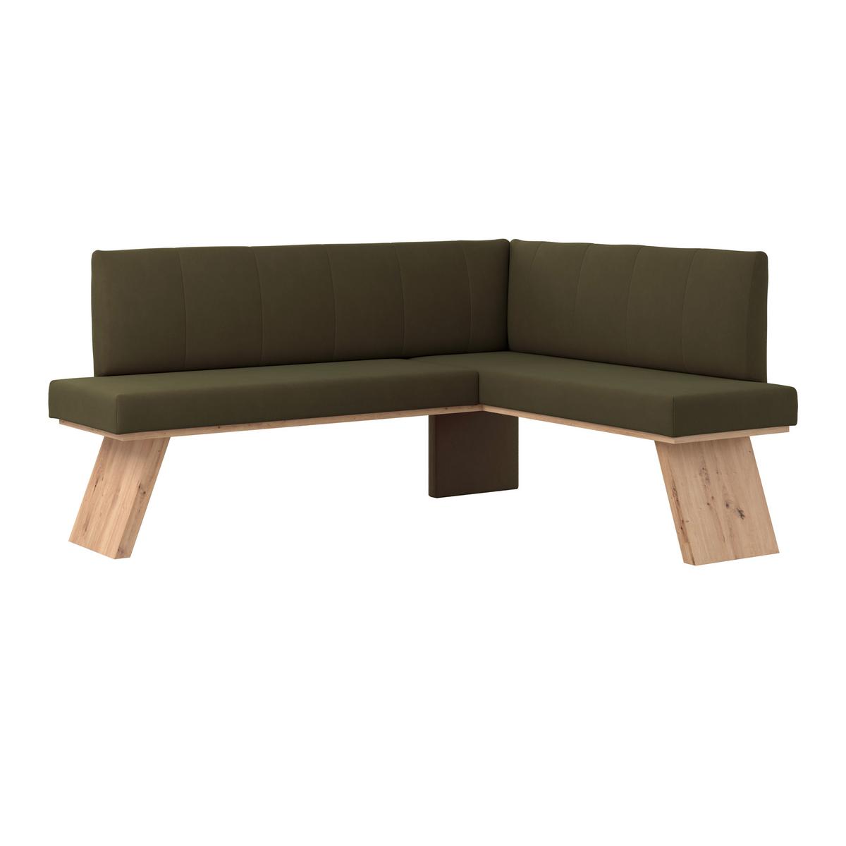 Eckbank Emma Ii Webstoff Moosgrün, B: 185 Cm - Eichefarben/Grün, KONVENTIONELL, Holzwerkstoff/Textil (185/150cm)