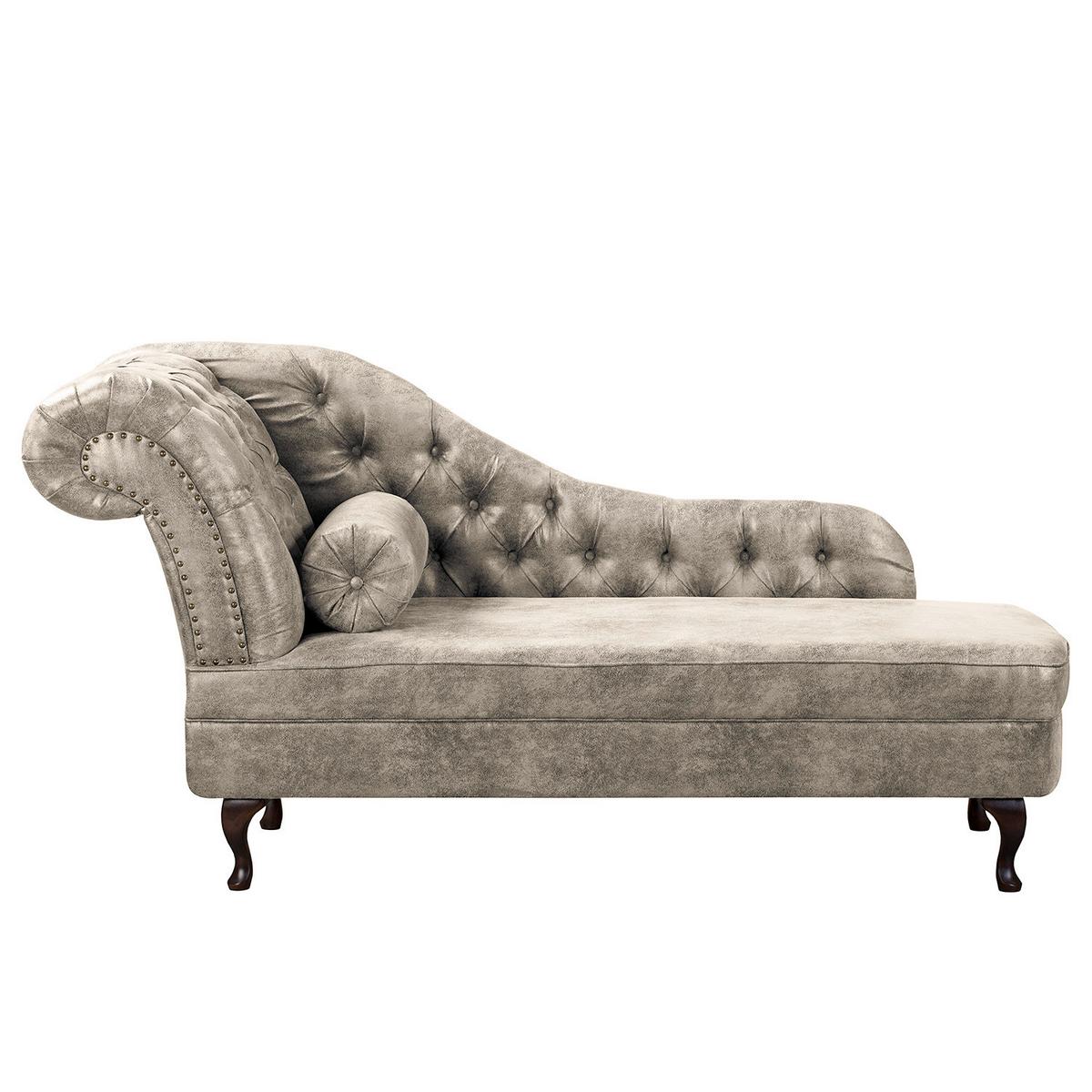 Récamiere Pako Hellgrau B: 185cm - Hellgrau/Braun, Design, Textil (185/93/75cm) - Livetastic