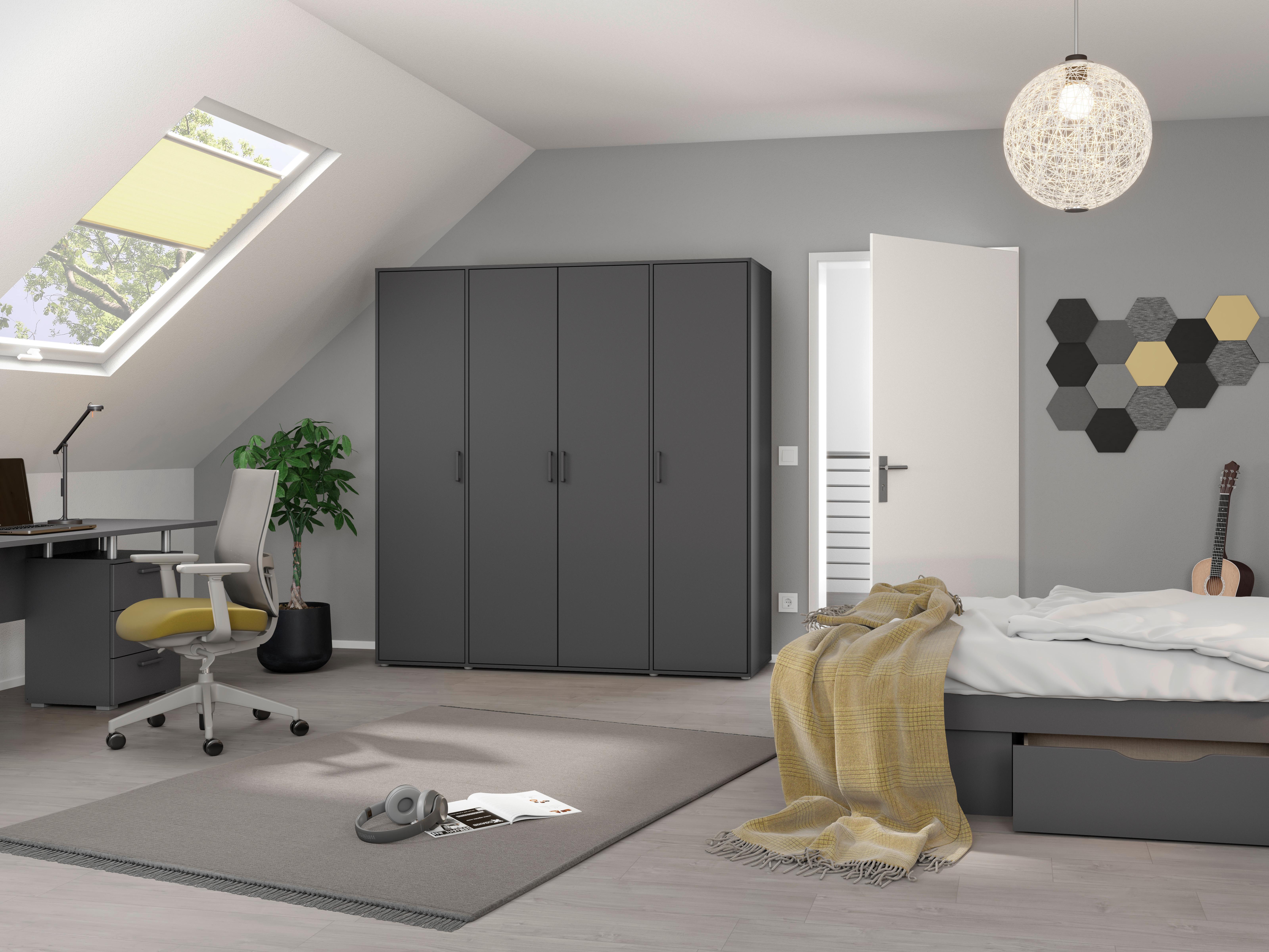Drehtührenschrank Voyager Grau B: 187 cm - Grau, MODERN, Holzwerkstoff (187/194/53cm) - Rauch Möbel