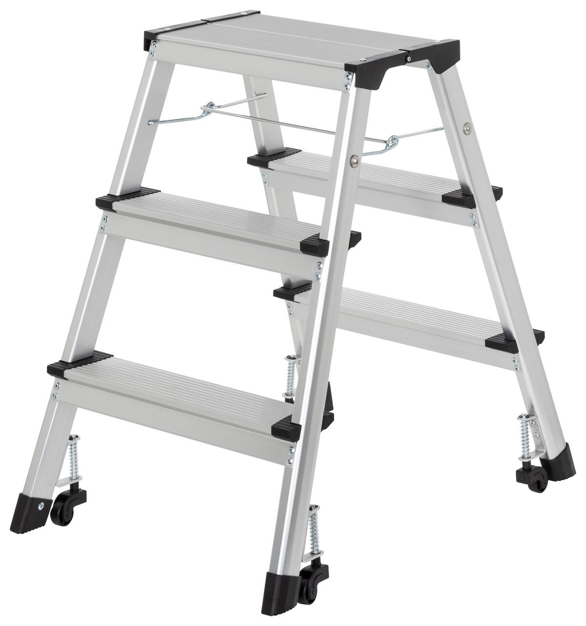 Klapptrittleiter Solid Iv - Alufarben, Basics, Metall (43/67/21cm) - MID.YOU