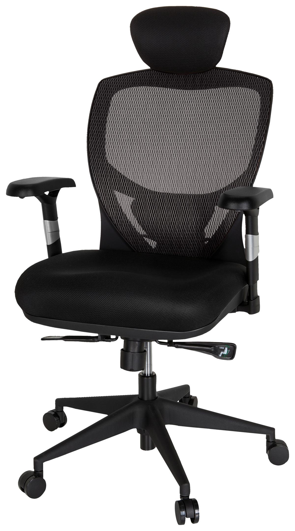 Bürostuhl Venus Base Schwarz/dunkelgrau Bis 120 Kg - Dunkelgrau/Schwarz, Basics, Kunststoff/Textil (66/117/65cm) - MID.YOU