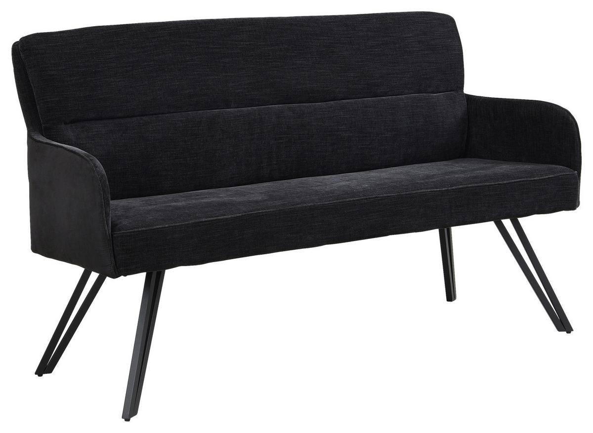 Sitzbank Tino - Schwarz, MODERN, Textil/Metall (140/94/67cm) - MID.YOU