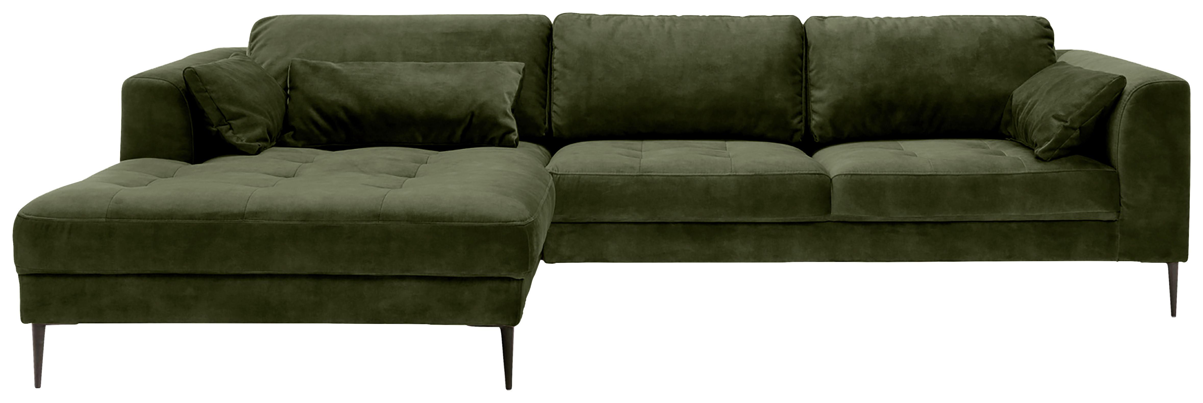 Eckschlafsofa Luzi - Dunkelgrün/Schwarz, MODERN, Textil (168/280cm) - Trendmanufaktur