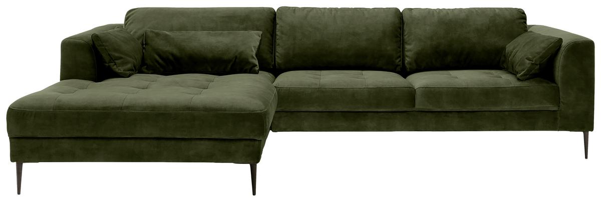 Eckschlafsofa Luzi - Dunkelgrün/Schwarz, MODERN, Textil (168/280cm) - Trendmanufaktur