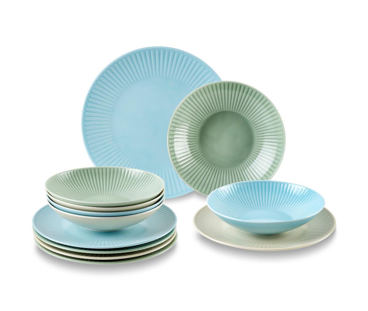 Jedálenský servis 12-dielny - viacfarebná, Modern, keramika (28,5/28,5/28,5cm) - Mömax