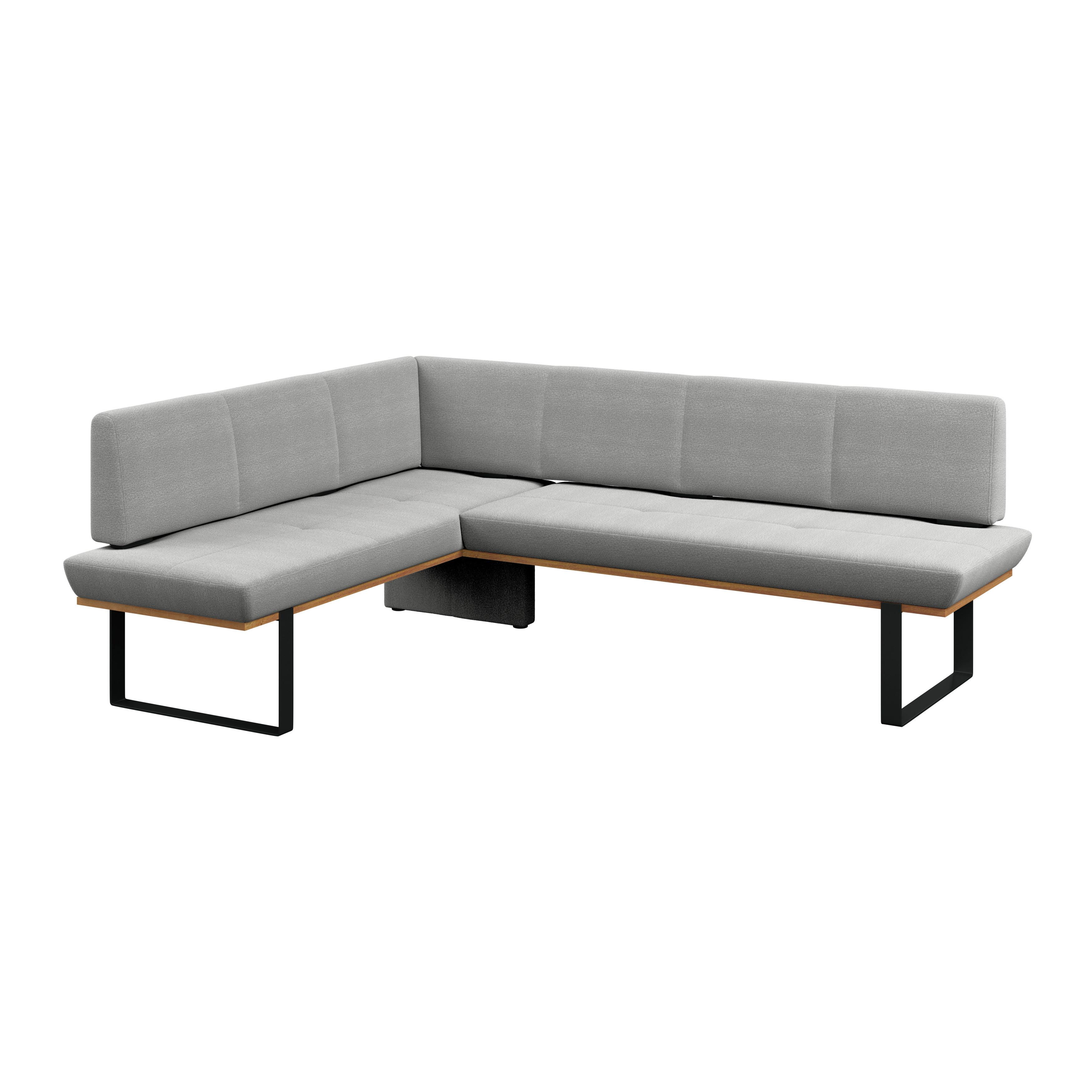 Eckbank Tristan Webstoff hellgrau, S:175x225cm - Hellgrau/Schwarz, MODERN, Holz/Textil (175/225cm) - James Wood
