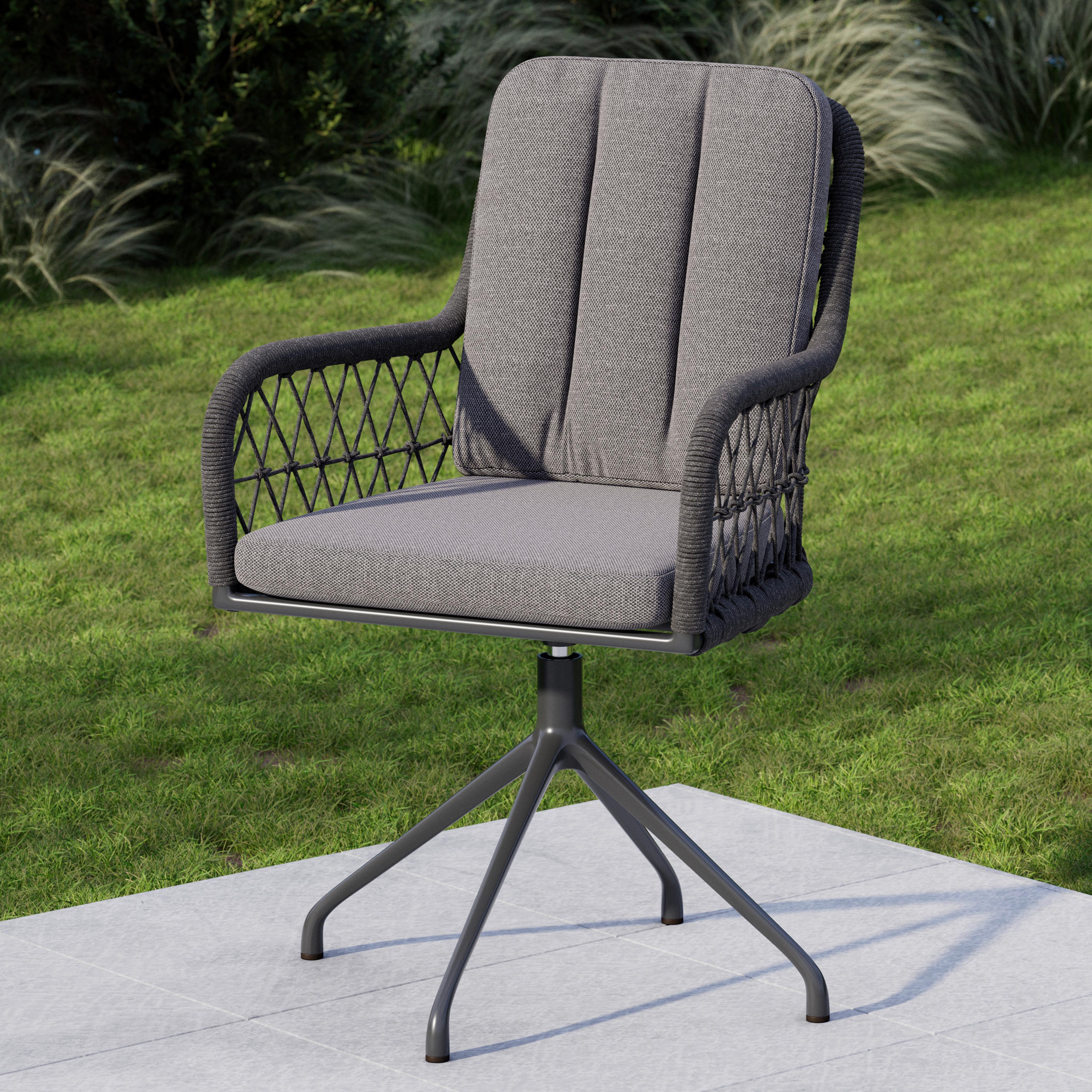 ZAHRADNÍ ŽIDLE BELLA - tmavě šedá/světle šedá, Moderní, kov/textil (59/61/80cm) - Mömax