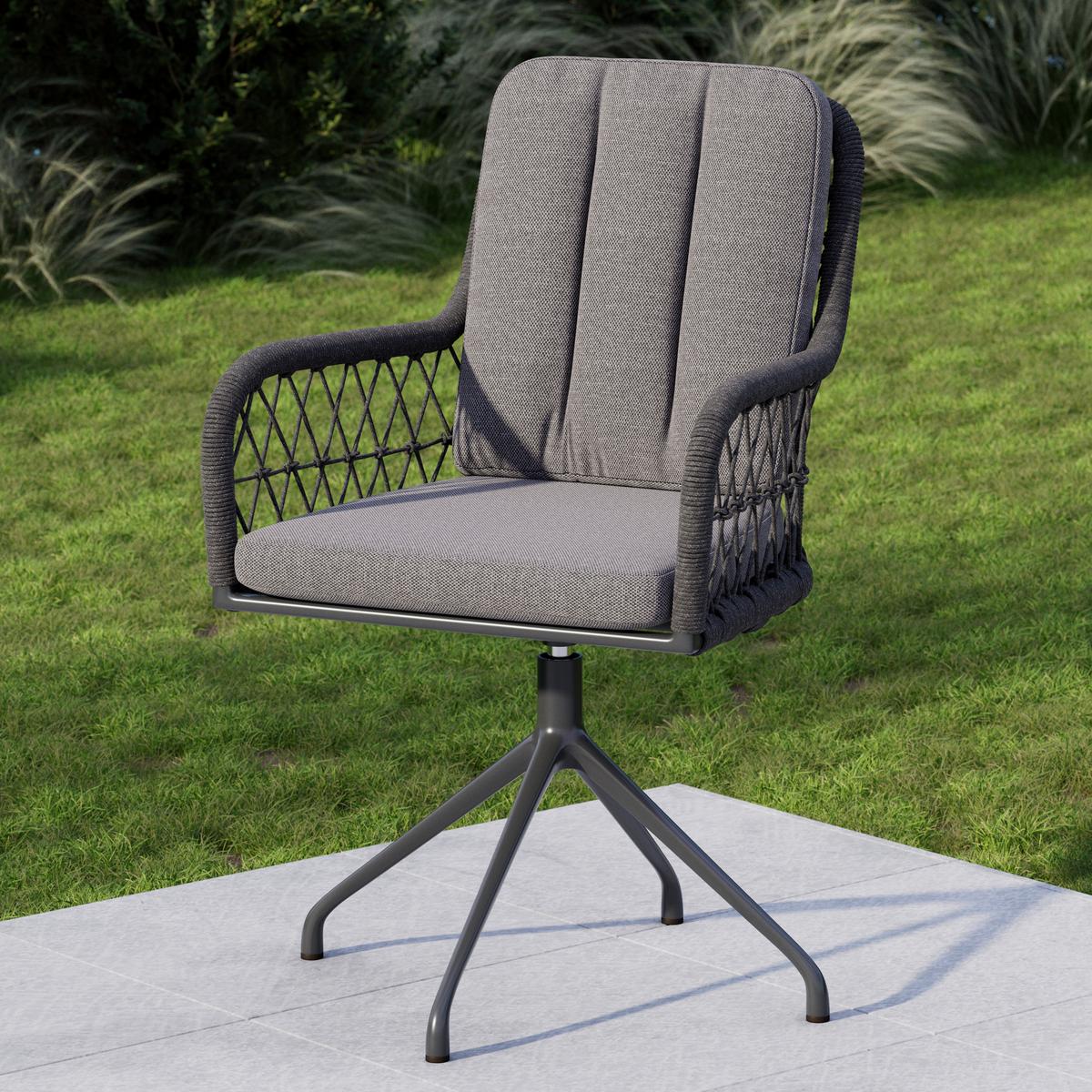 ZAHRADNÍ ŽIDLE BELLA - tmavě šedá/světle šedá, Moderní, kov/textil (59/61/80cm) - Mömax
