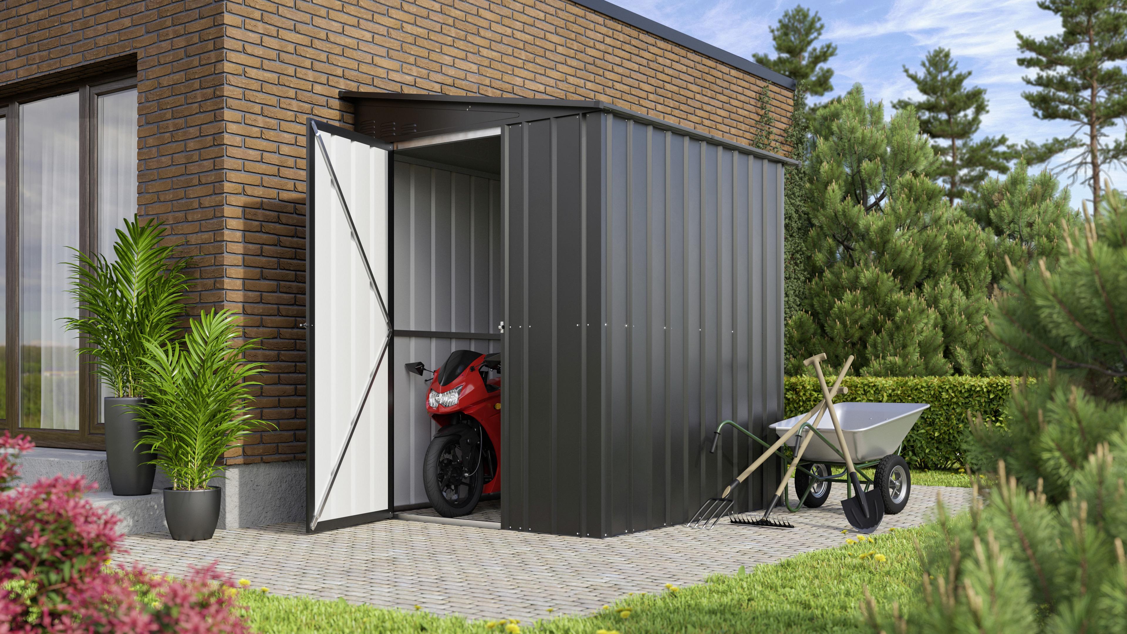 Gerätehaus Ohne Boden 155x203x180 Cm - Anthrazit, Basics, Metall (155/203/180cm)