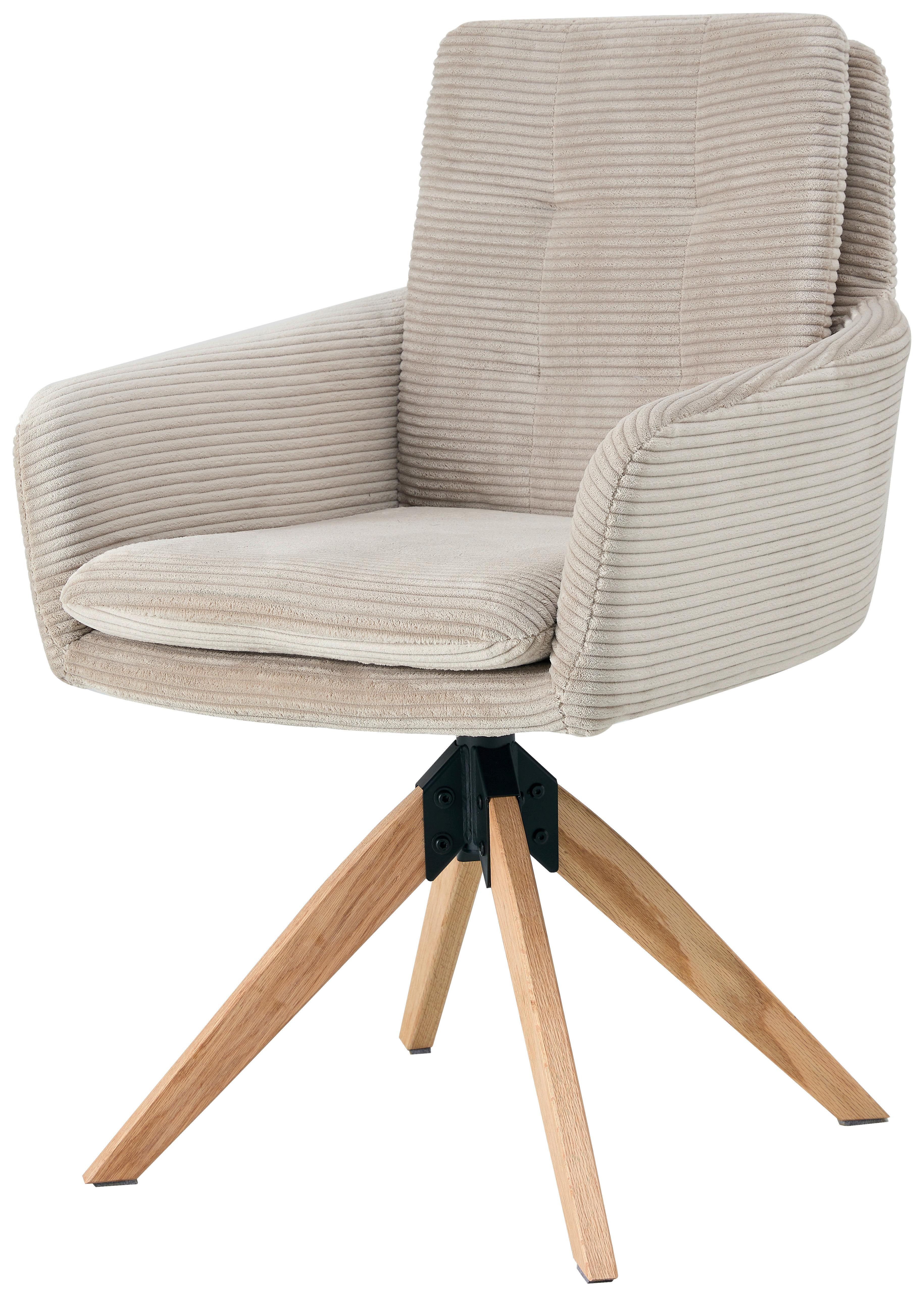 Armlehnstuhl Matti Taupe, Sitzfläche 360° Drehbar - Taupe/Naturfarben, KONVENTIONELL, Holz/Textil (60/93/65,5cm) - Livetastic