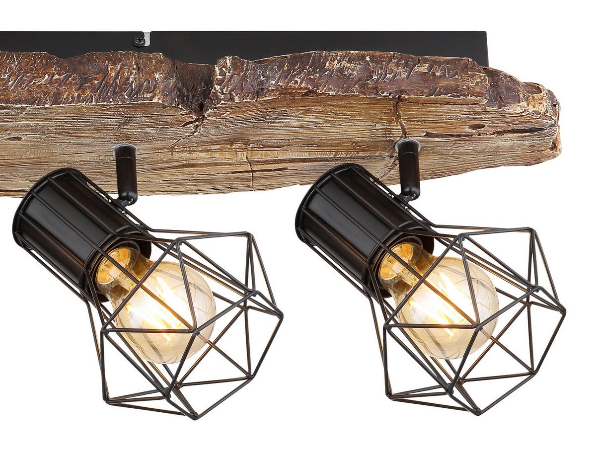 Strahler 4-Flammig verstellbar L: 78 cm - Schwarz/Naturfarben, KONVENTIONELL, Kunststoff/Metall (78/15/24cm) - Globo