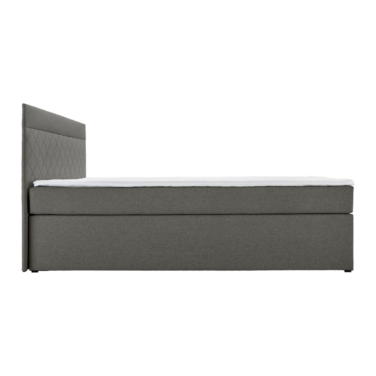 Boxspring posteľ s topperom Rosa 140x200 cm, tmavosivá - čierna/sivá, Modern, drevo/kompozitné drevo (140/200cm) - Bessagi Home