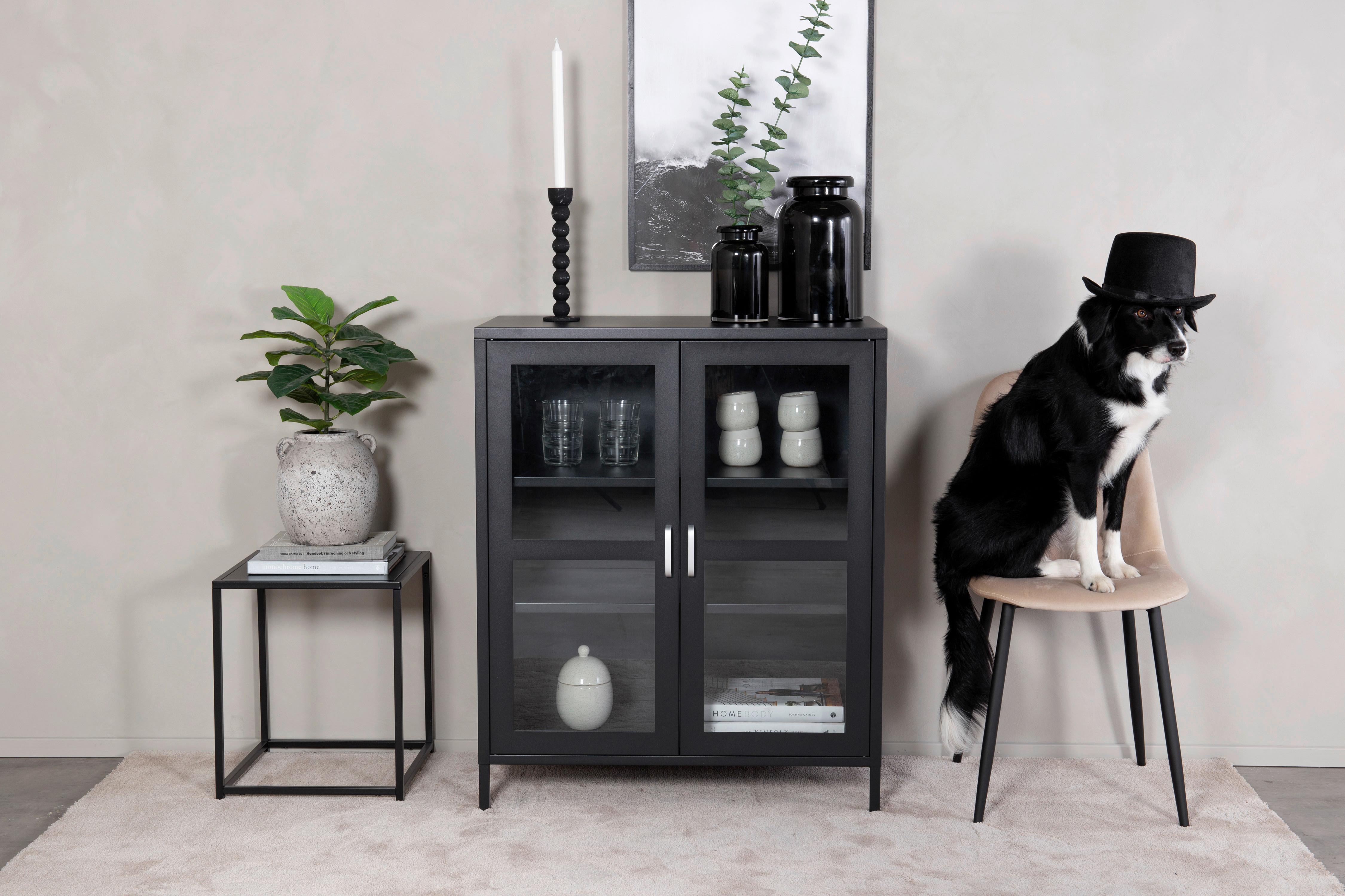 Sideboard Acero - Schwarz, Design, Glas/Metall (80/97/43cm) - Livetastic