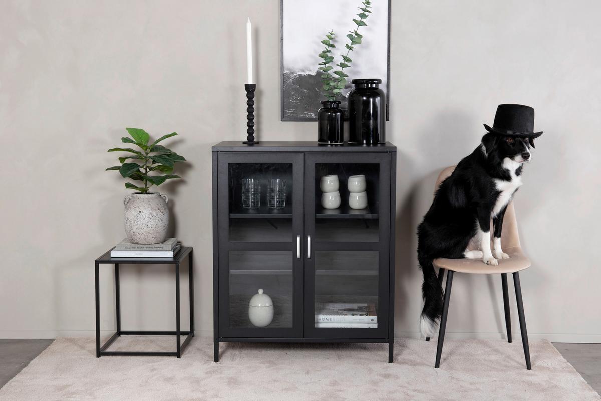 Sideboard Acero - Schwarz, Design, Glas/Metall (80/97/43cm) - Livetastic
