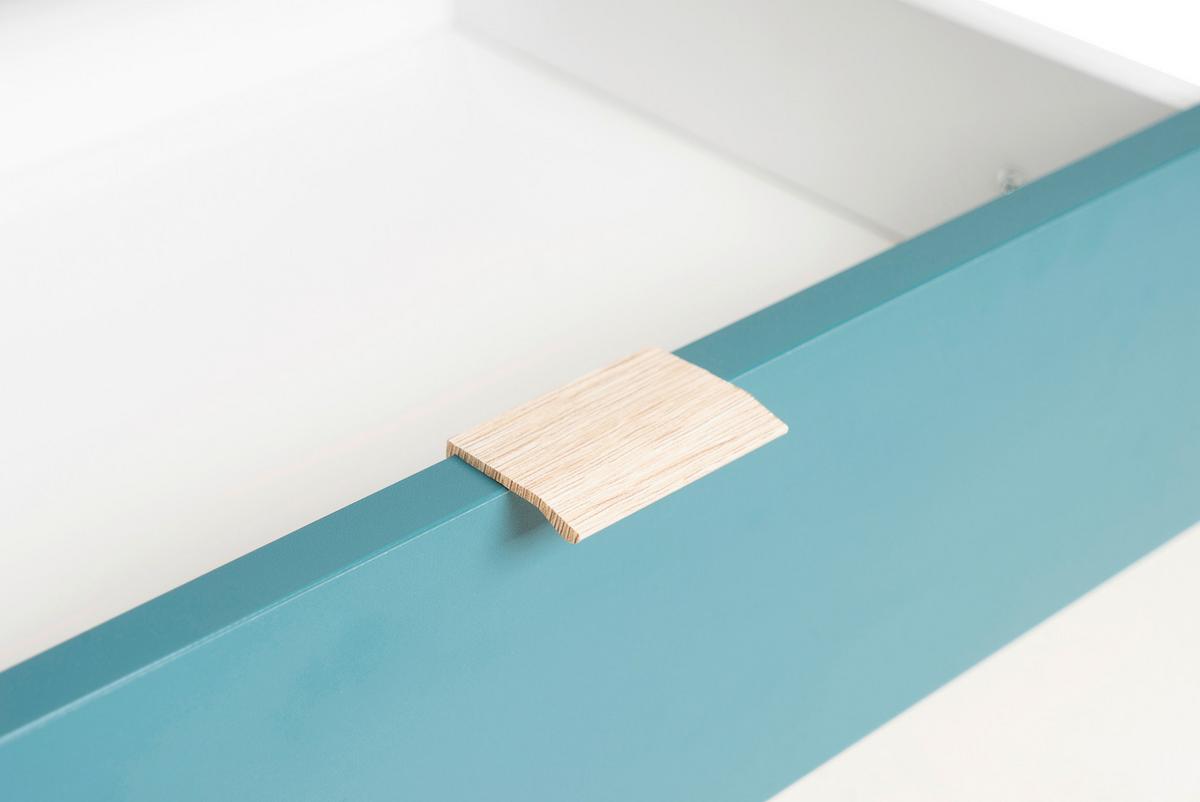 Kommode B 103cm Cuba 1-trend, Eiche Dekor/grau, Weiß, Petrol - Eichefarben/Petrol, Trend, Holzwerkstoff (103/87/40cm) - MID.YOU