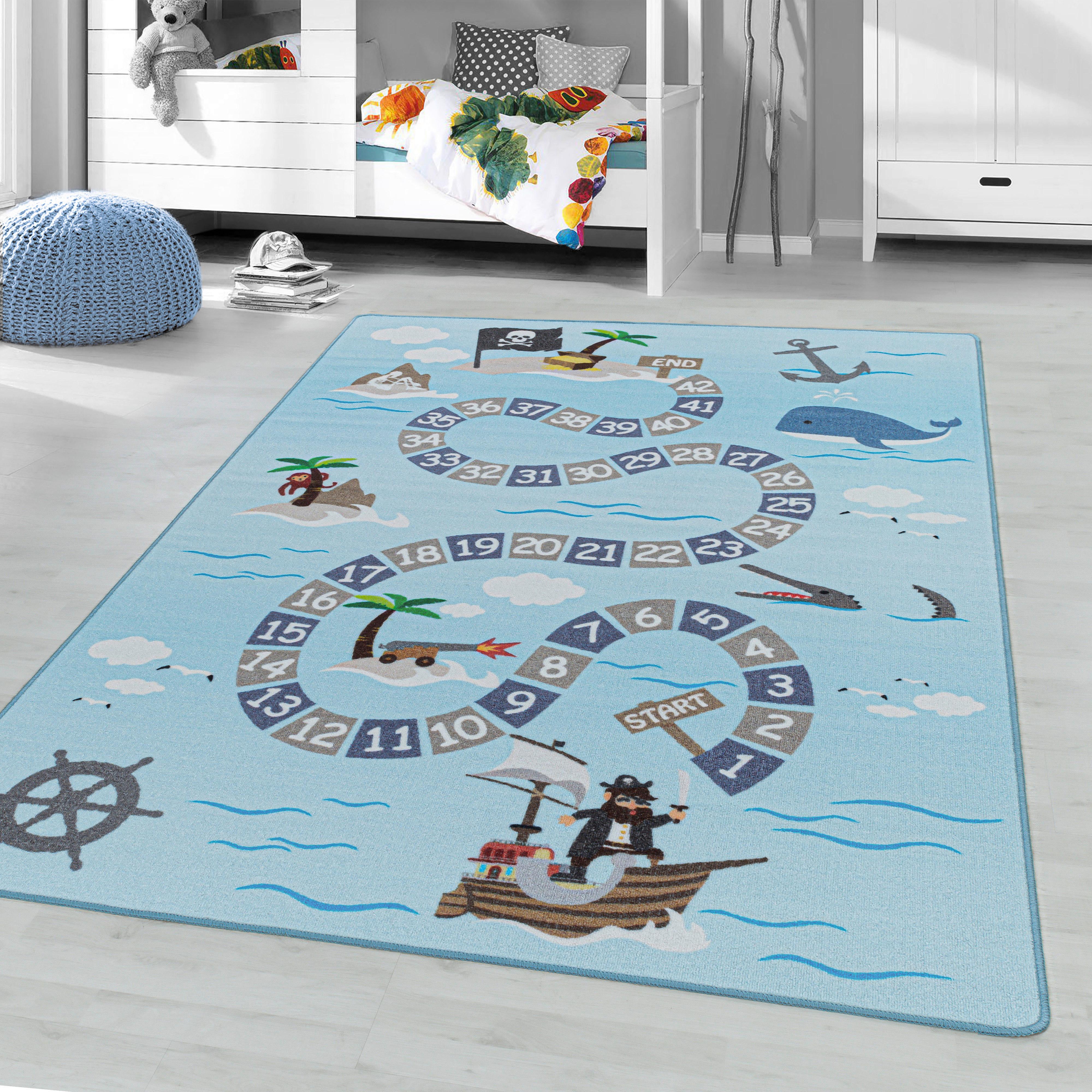 Kinderteppich Pirat Blau Play 80x120 cm - Blau, Trend, Textil (80/120cm)