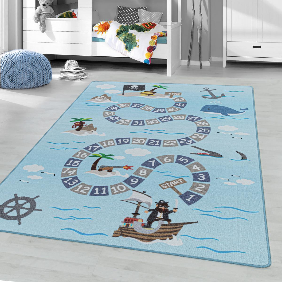 Spielteppich Pirat Blau Play 140x200 Cm - Blau, Trend, Textil (140/200cm)