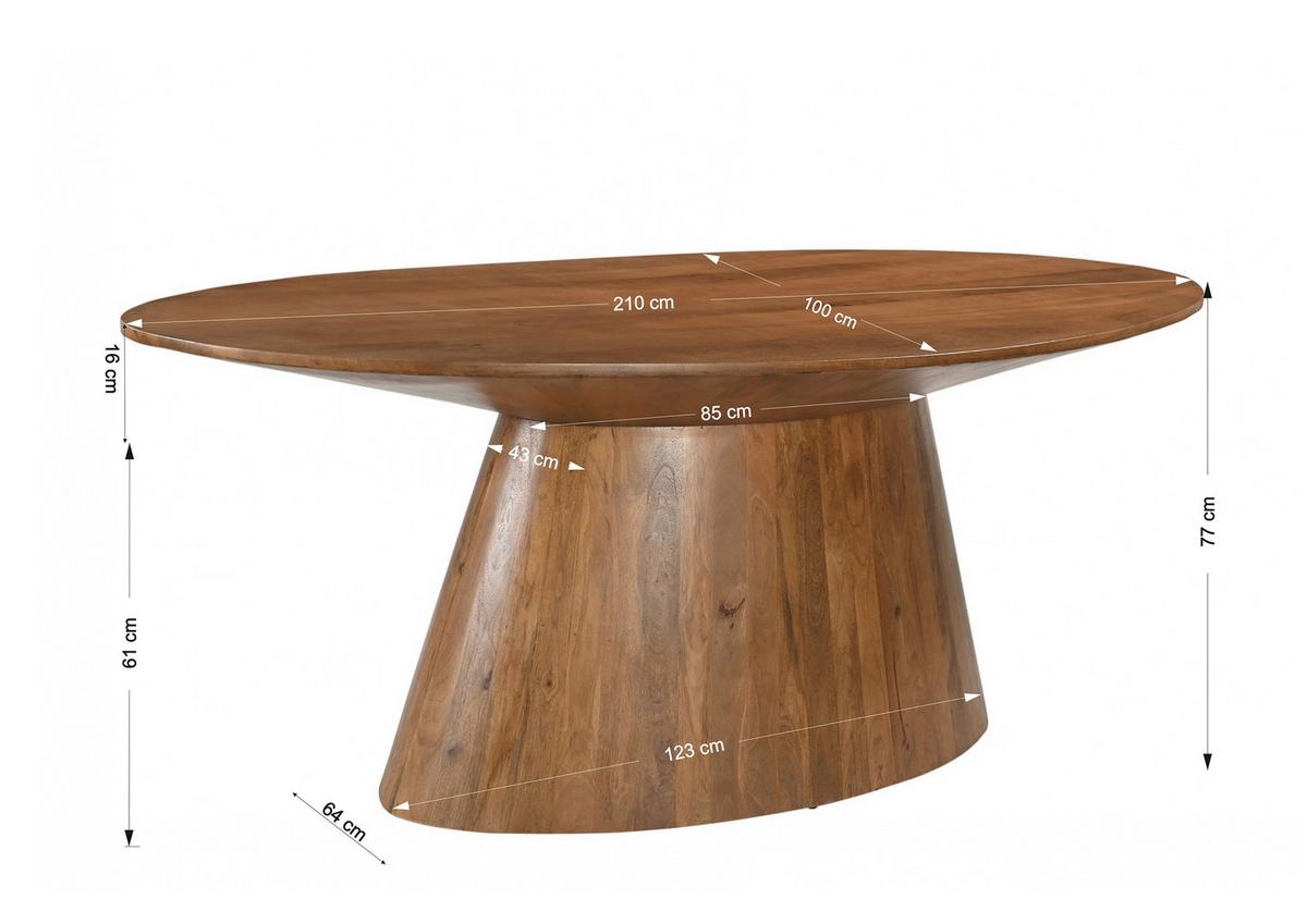 ESSTISCH Naturfarben L: 210cm - Naturfarben, MODERN, Holz (210/100/77cm) - MID.YOU