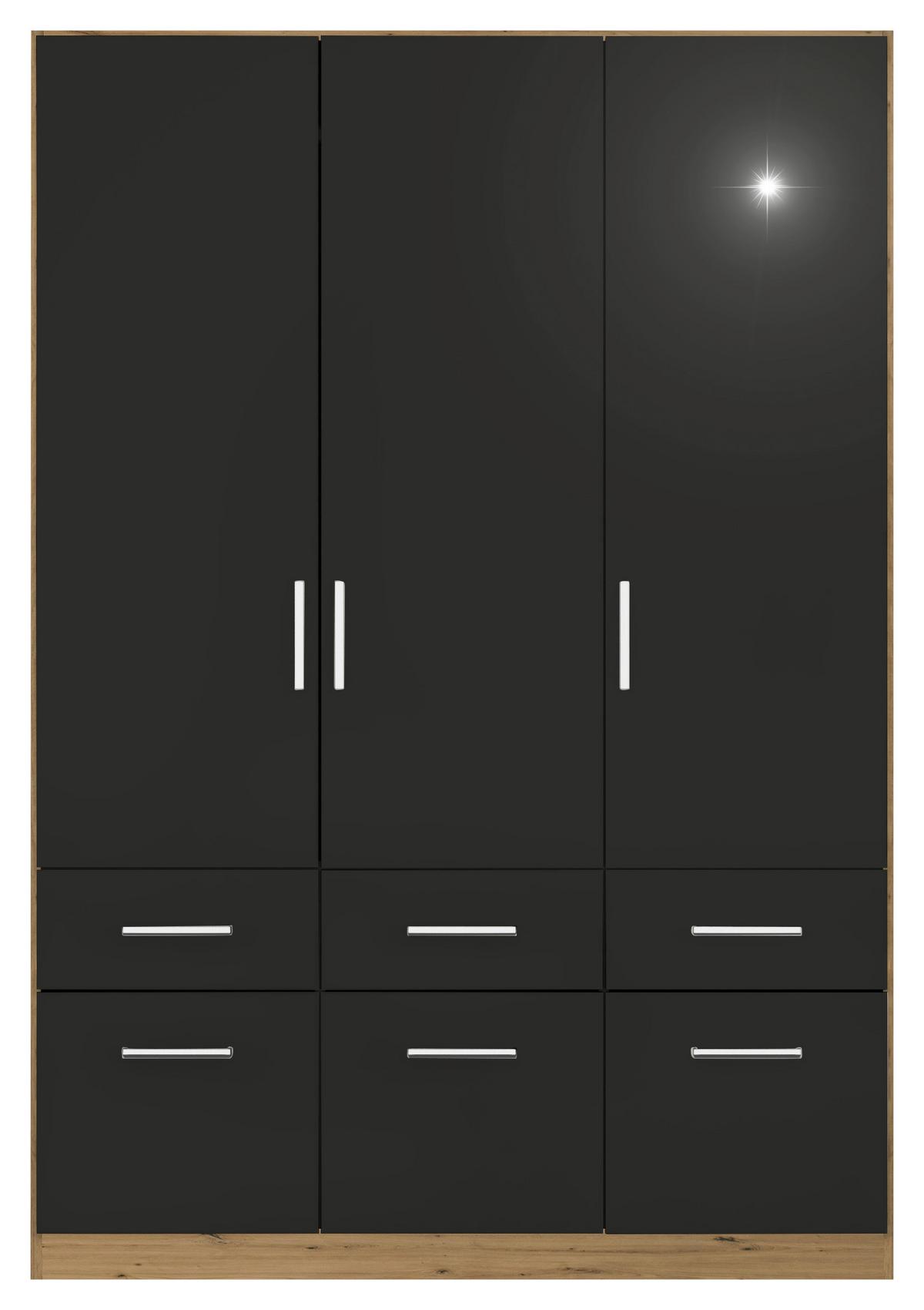 Drehtürenschrank Berlin Eiche Artisan/grau B: 136 Cm - Eiche Artisan/Grau, MODERN, Holzwerkstoff (136/210/54cm) - Rauch Möbel