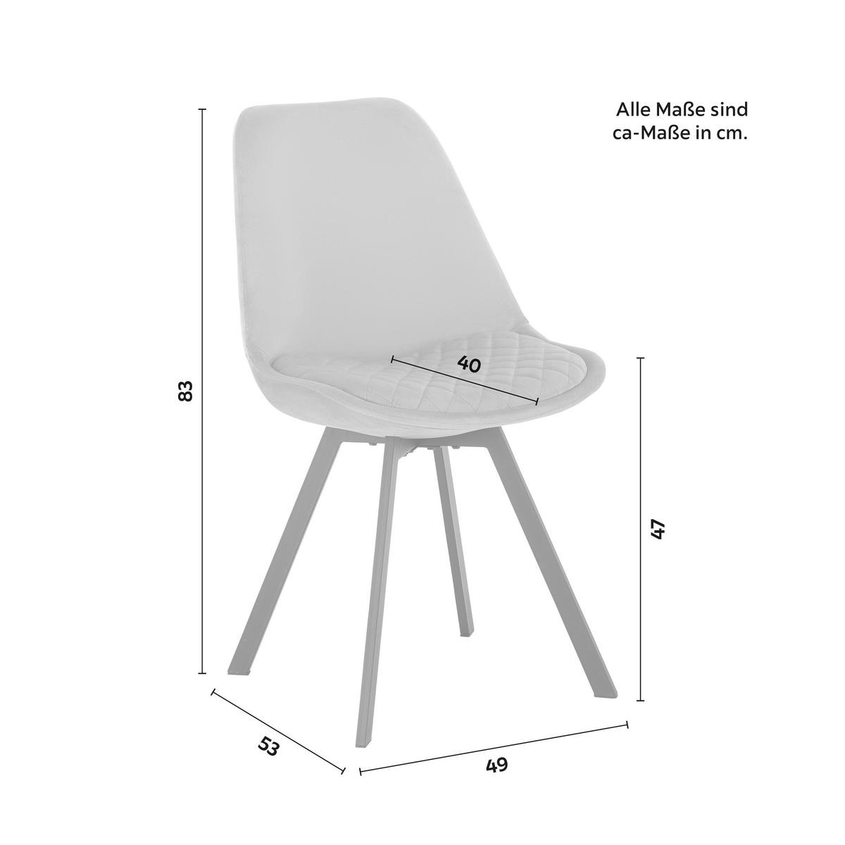 Židle Isabella samet - šedá - šedá/černá, Moderní, kov/dřevo (49/83/53cm) - Livetastic
