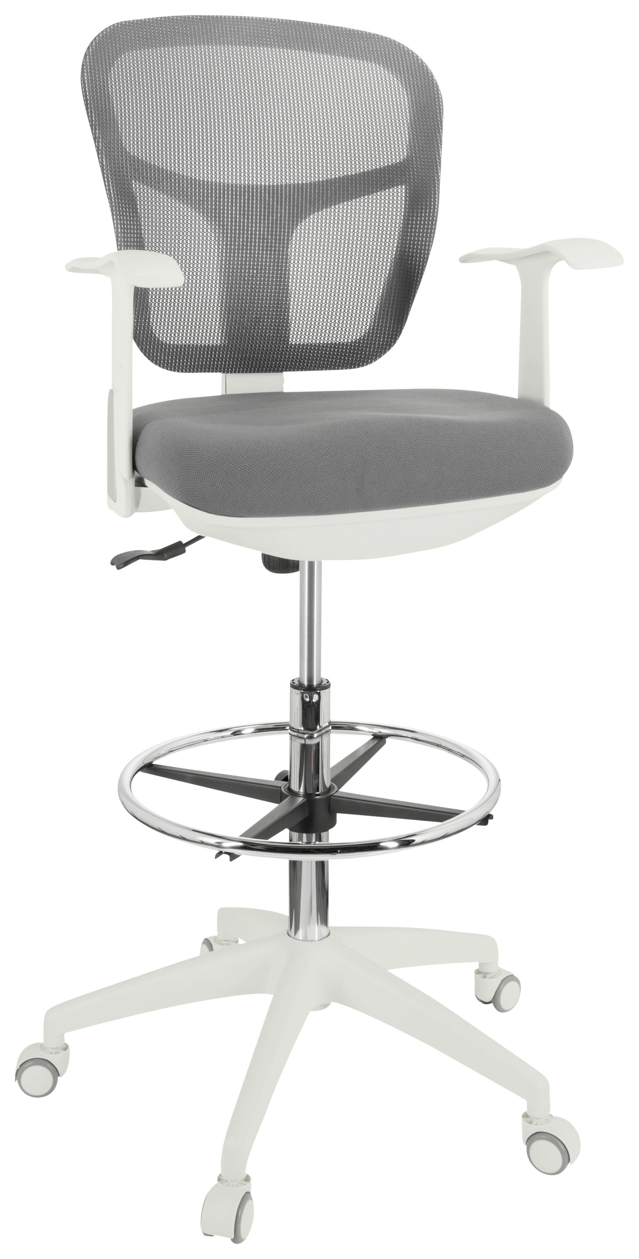 Bürostuhl Top Work 108 W Grau/Weiß Bis 120 Kg - Weiß/Grau, Basics, Kunststoff/Textil (68/115/55cm) - MID.YOU
