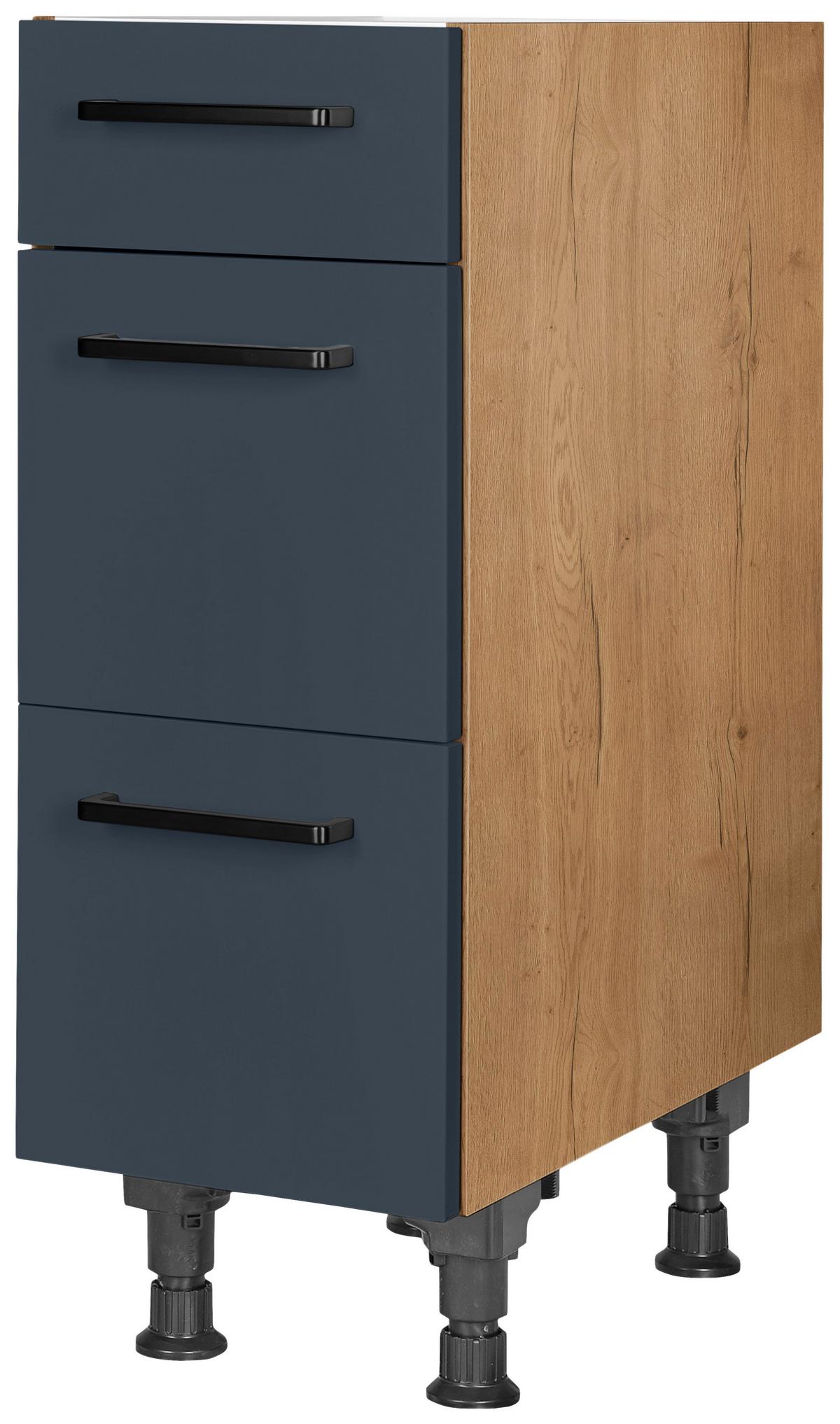 Schubkastenunterschrank Easytouch - Blau/Eichefarben, MODERN, Holzwerkstoff (30/87/56cm) - Nobilia