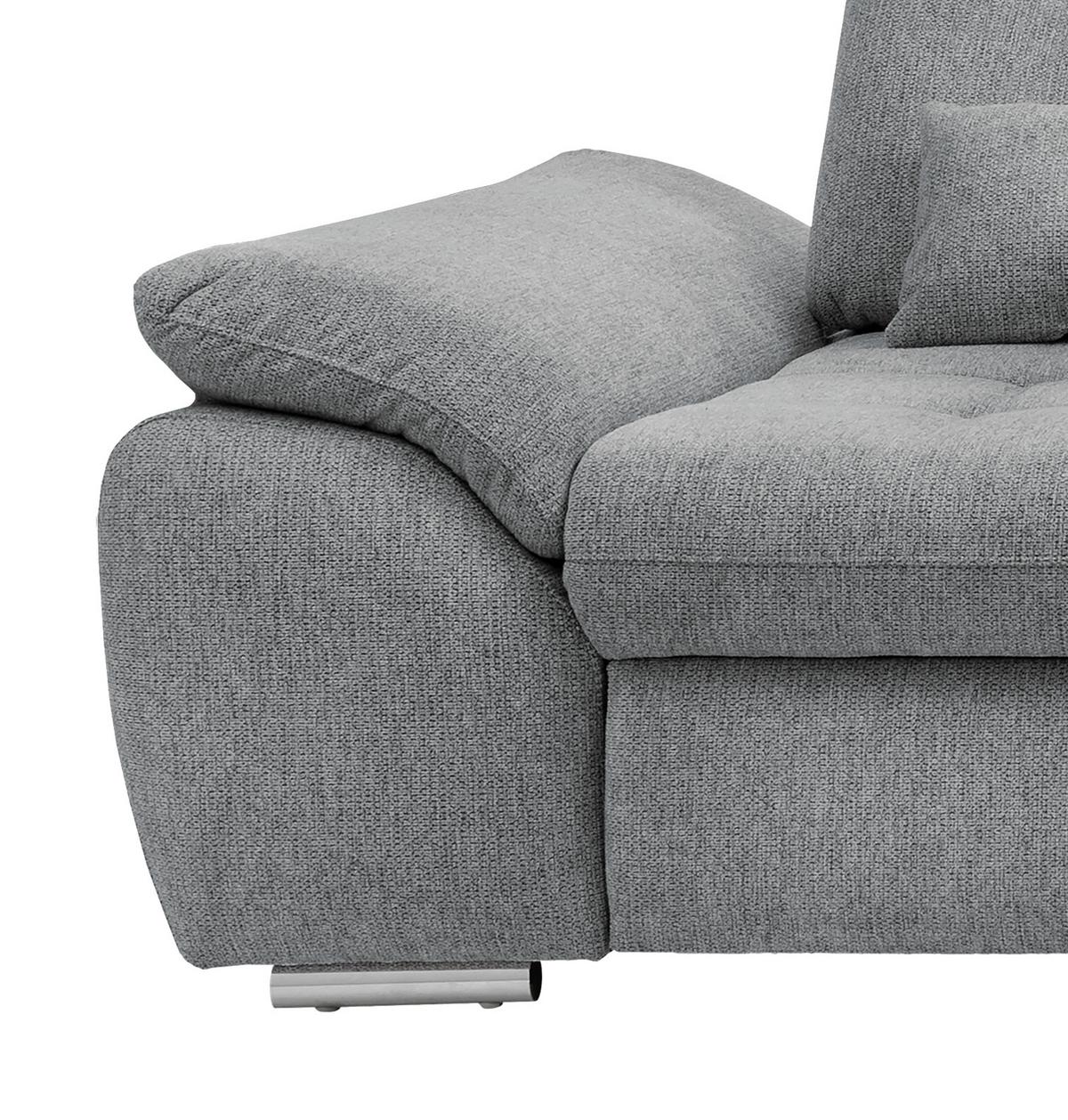Ecksofa mit Bettkasten Rigatti Silberfarben 314x184cm - Chromfarben/Anthrazit, MODERN, Textil (314/184cm) - Livetastic