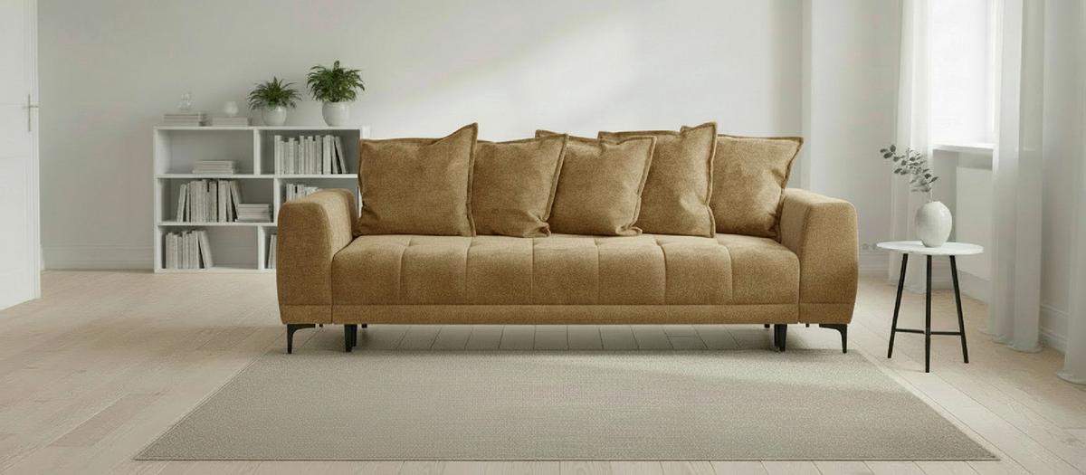Schlafsofa Weronika, Hellbraun B: 247 cm - Hellbraun/Schwarz, Design, Holz/Holzwerkstoff (247/94/90cm) - MID.YOU