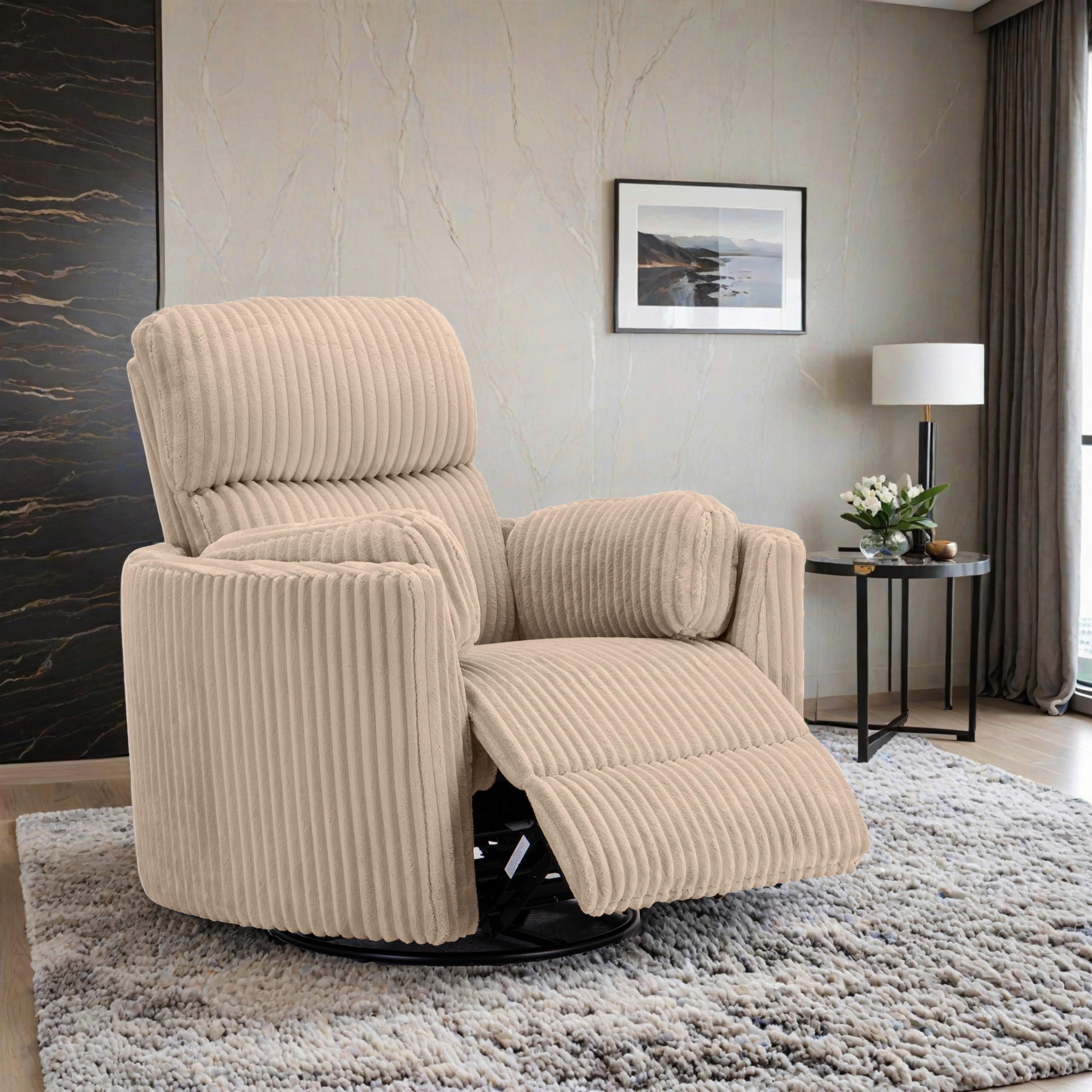 Fernsehsessel Palermo Beige B: 100,5 cm - Beige/Schwarz, Design, Holz/Textil (100.5/96/103.5cm) - Livetastic