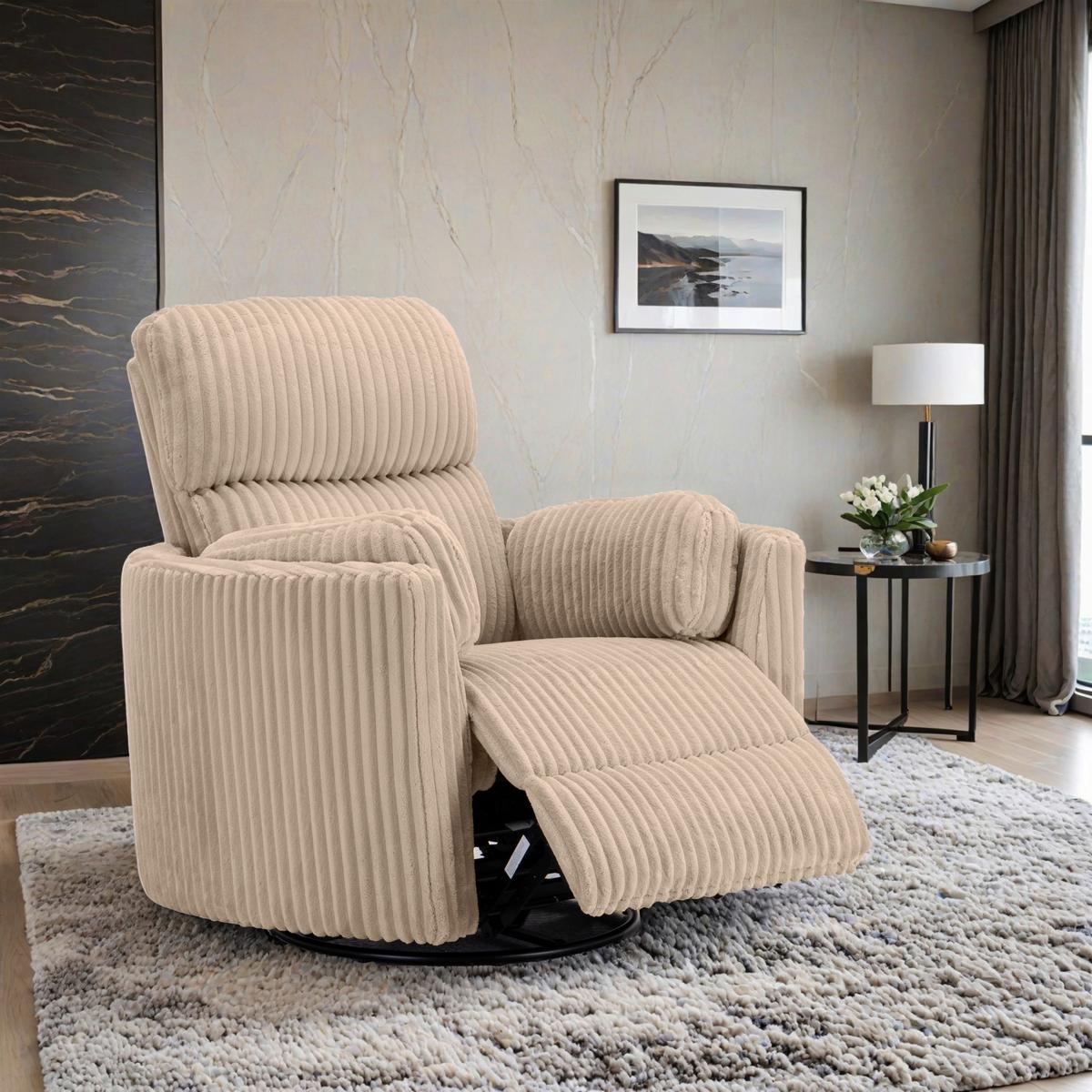 Fernsehsessel Palermo Beige B: 100,5 cm - Beige/Schwarz, Design, Holz/Textil (100.5/96/103.5cm) - Livetastic