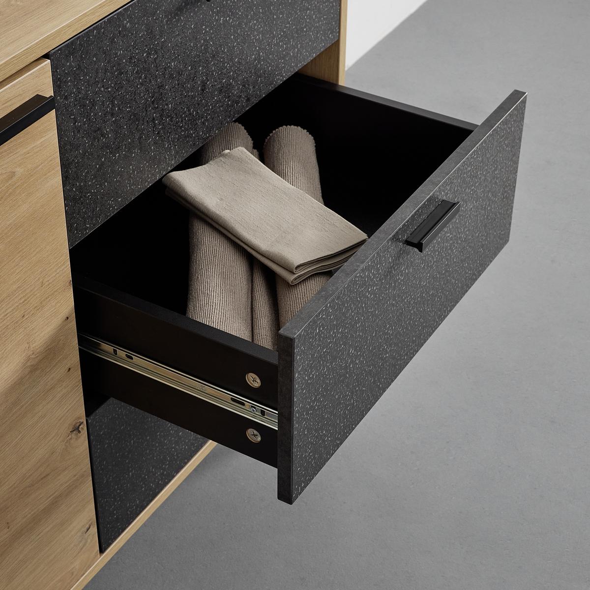 Komoda FOSCA - černá/barvy dubu, Moderní, kov (100/76/40cm) - Bessagi Home