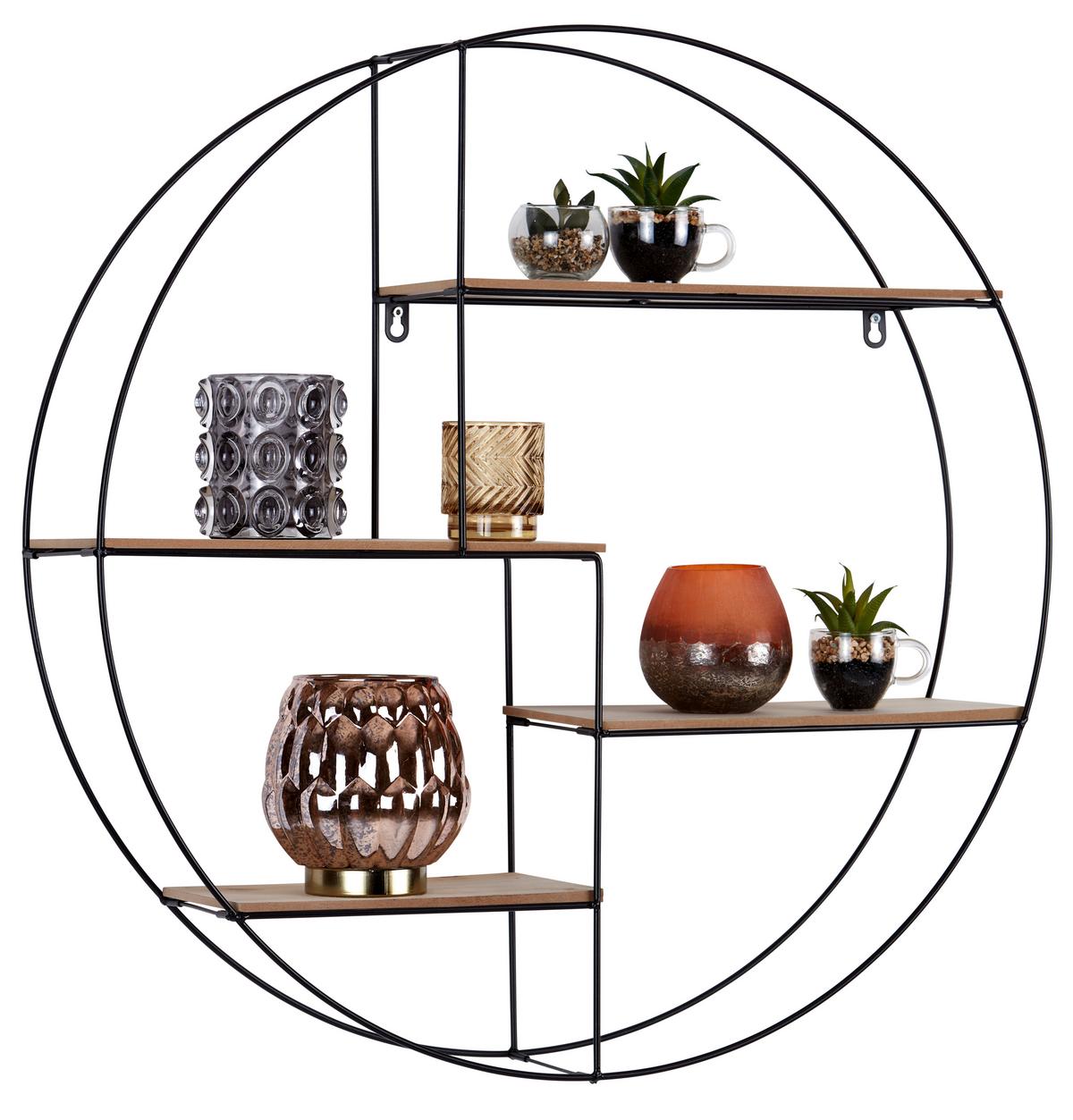 Falipolc Rom 1 - fekete/mandulafenyő színű, Modern, faalapú anyag/fém (70/70/15cm)