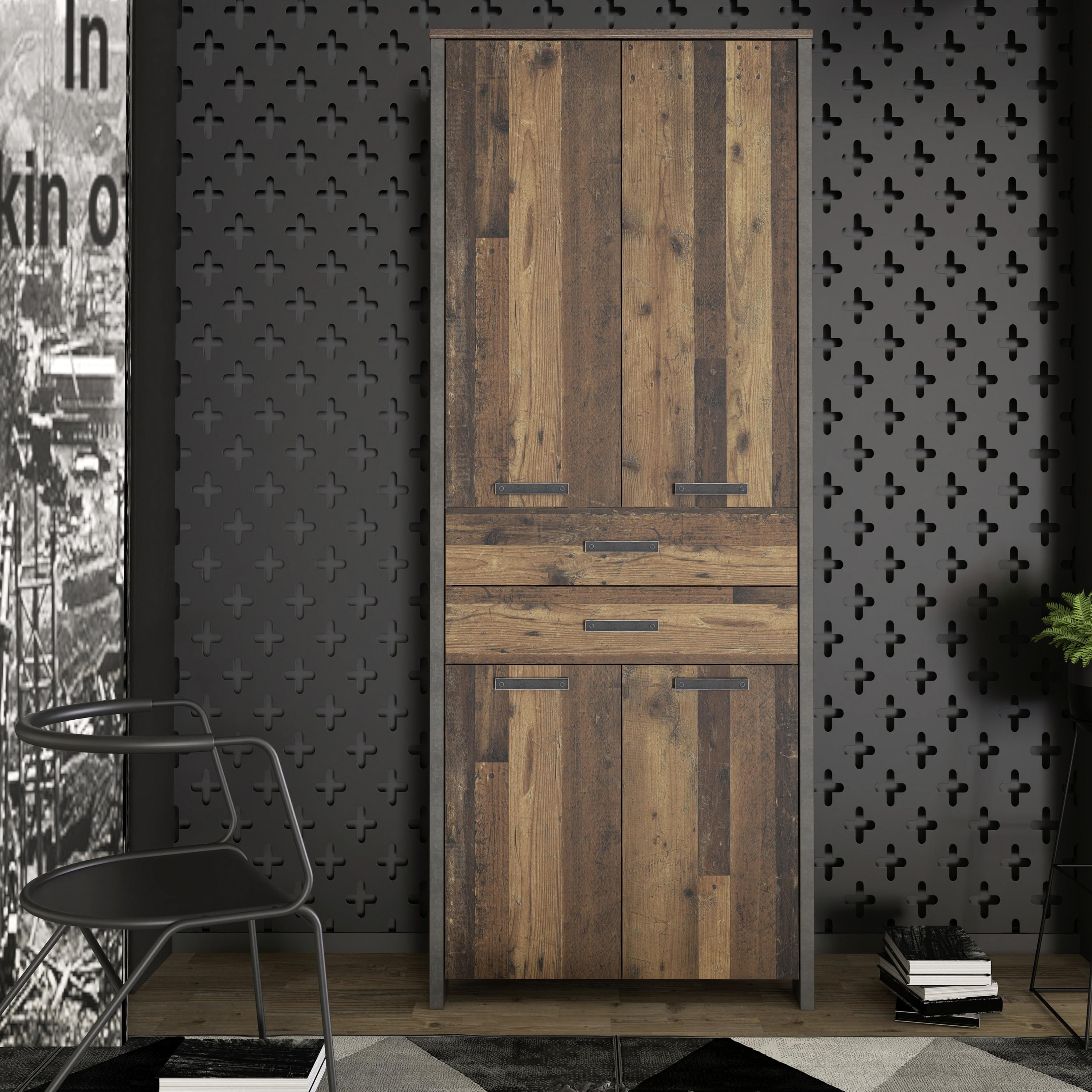Aktenschrank Cliff Braun/Dunkelgrau B 86 cm - Dunkelgrau/Braun, KONVENTIONELL, Holzwerkstoff/Kunststoff (86/221/42cm) - MID.YOU