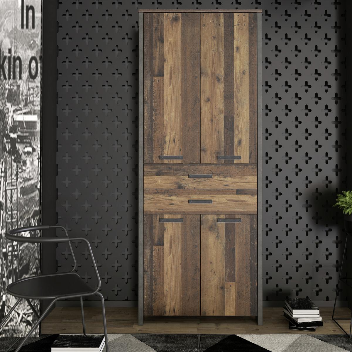 Aktenschrank Cliff Braun/Dunkelgrau B 86 cm - Dunkelgrau/Braun, KONVENTIONELL, Holzwerkstoff/Kunststoff (86/221/42cm) - MID.YOU
