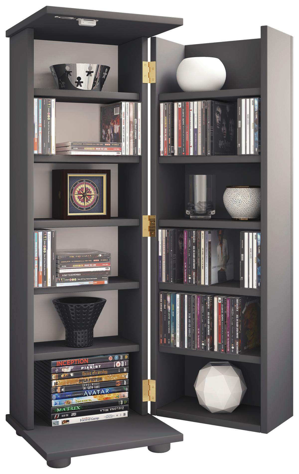 CD-Regal Engalo Anthrazit B: 31 cm - Anthrazit/Schwarz, Design, Holzwerkstoff (31/93/31cm) - MID.YOU