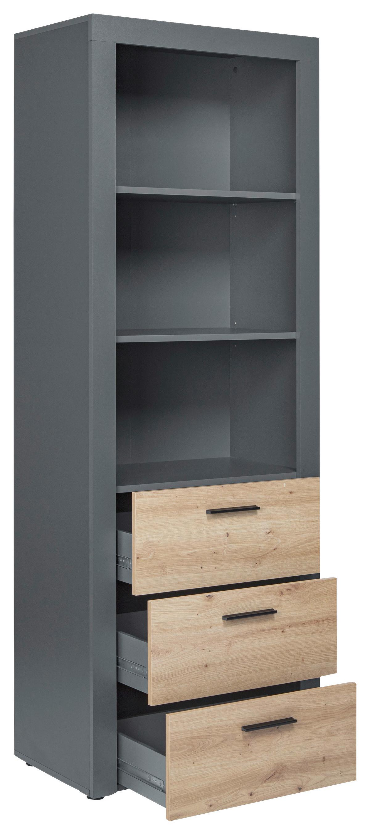 Regal mit Laden Corbeto B: 68,6 cm Anthrazit - Anthrazit/Eiche Artisan, Basics, Holzwerkstoff (68,6/190/41,6cm) - MID.YOU