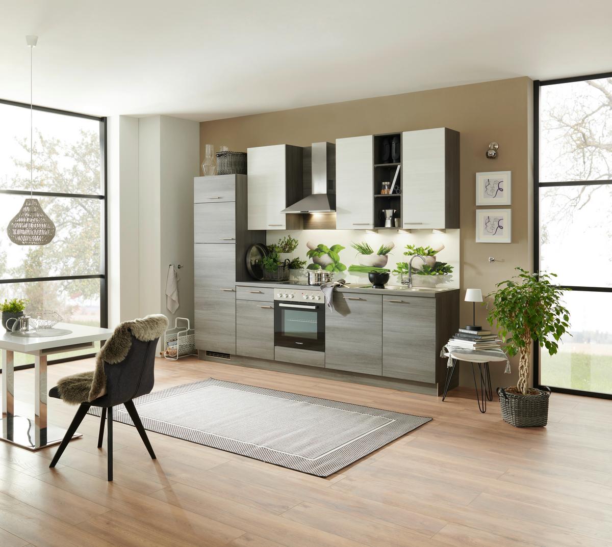 Küchenzeile Plan Mit Geräten B: 280 Cm Eiche Dekor/weiß - Trend, Holzwerkstoff (280cm) - Express